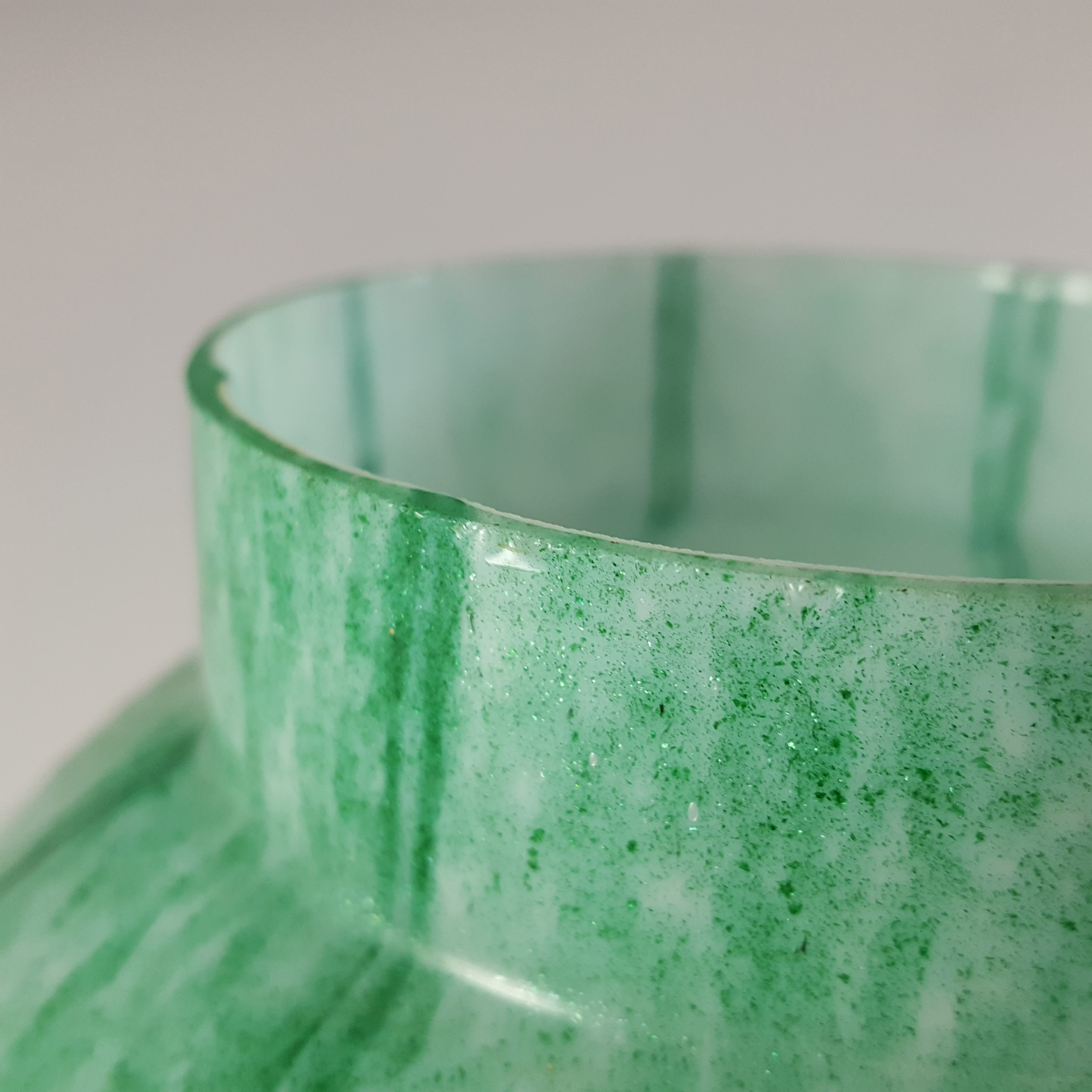 Welz Czech Green Aventurine Glass 'Vertical Stripes' Vase - Click Image to Close