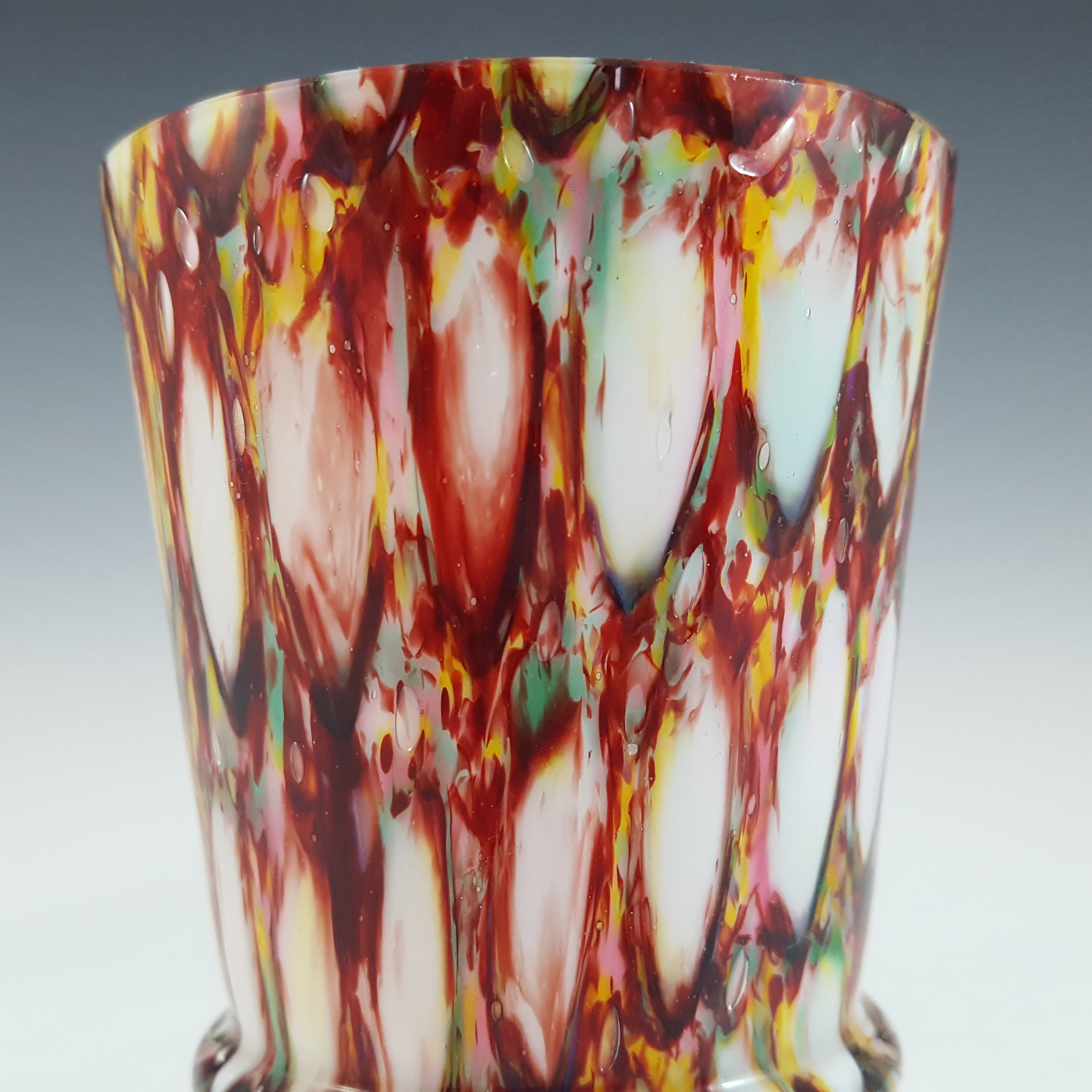 Welz Bohemian 1890's Honeycomb Spatter Glass Vase - Click Image to Close