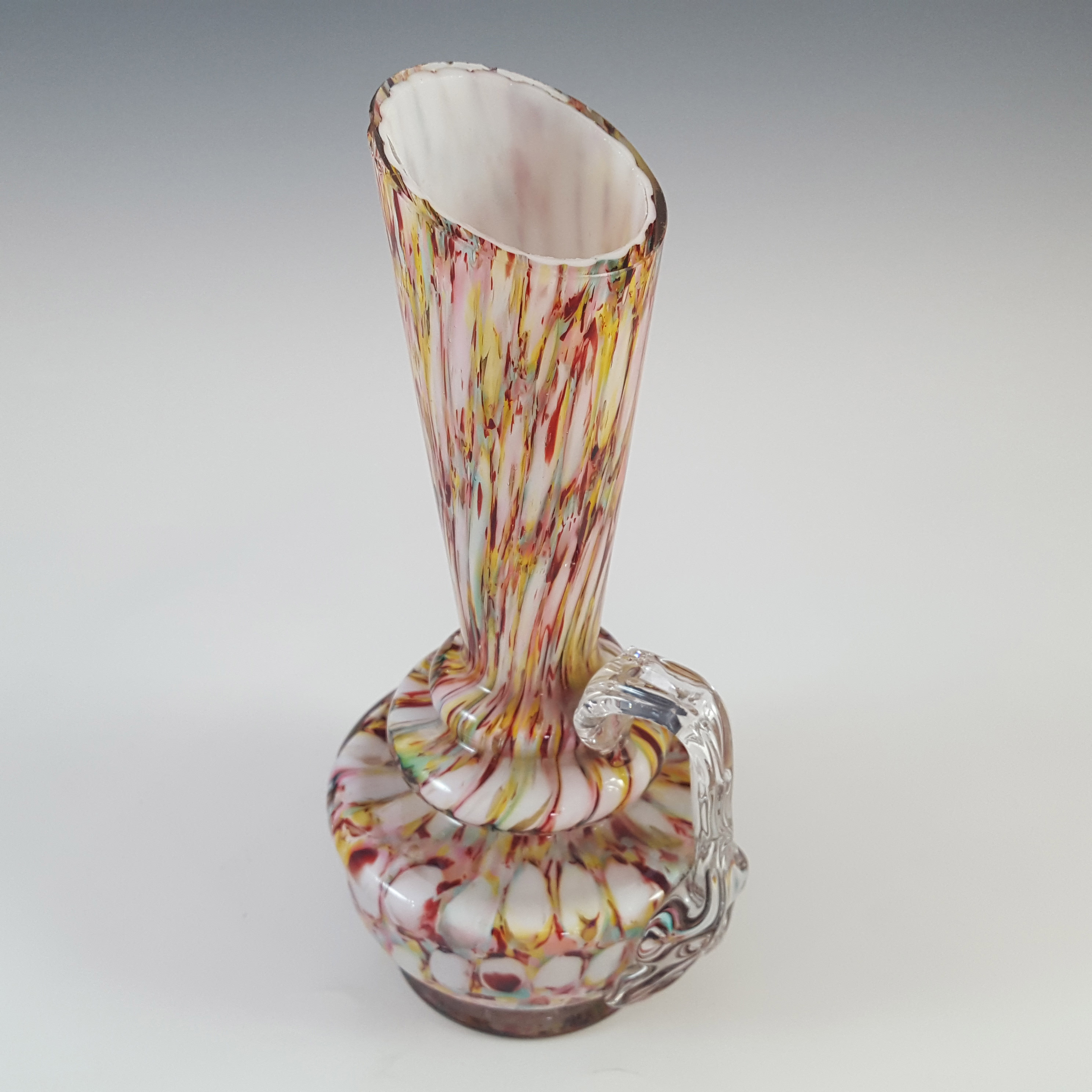 (image for) Welz Bohemian 1890's Honeycomb Spatter Glass Vase - Click Image to Close