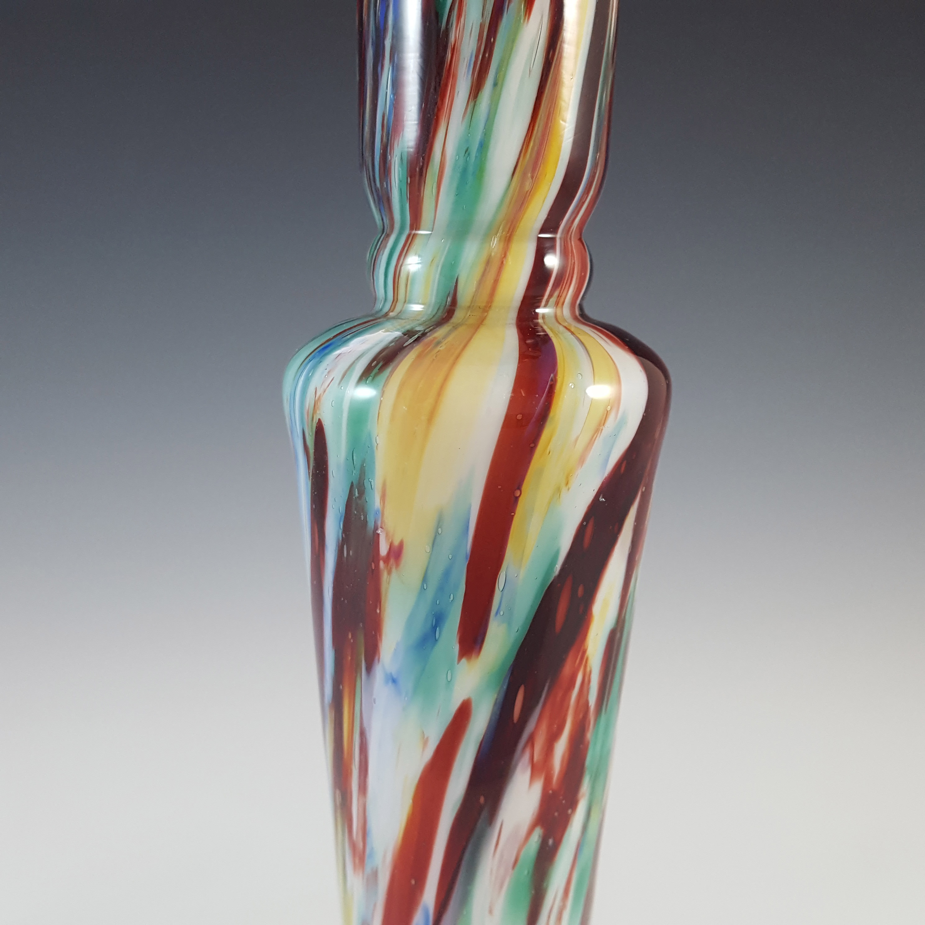 (image for) Welz Bohemian Red, Blue, Green & White Spatter Glass Vase - Click Image to Close
