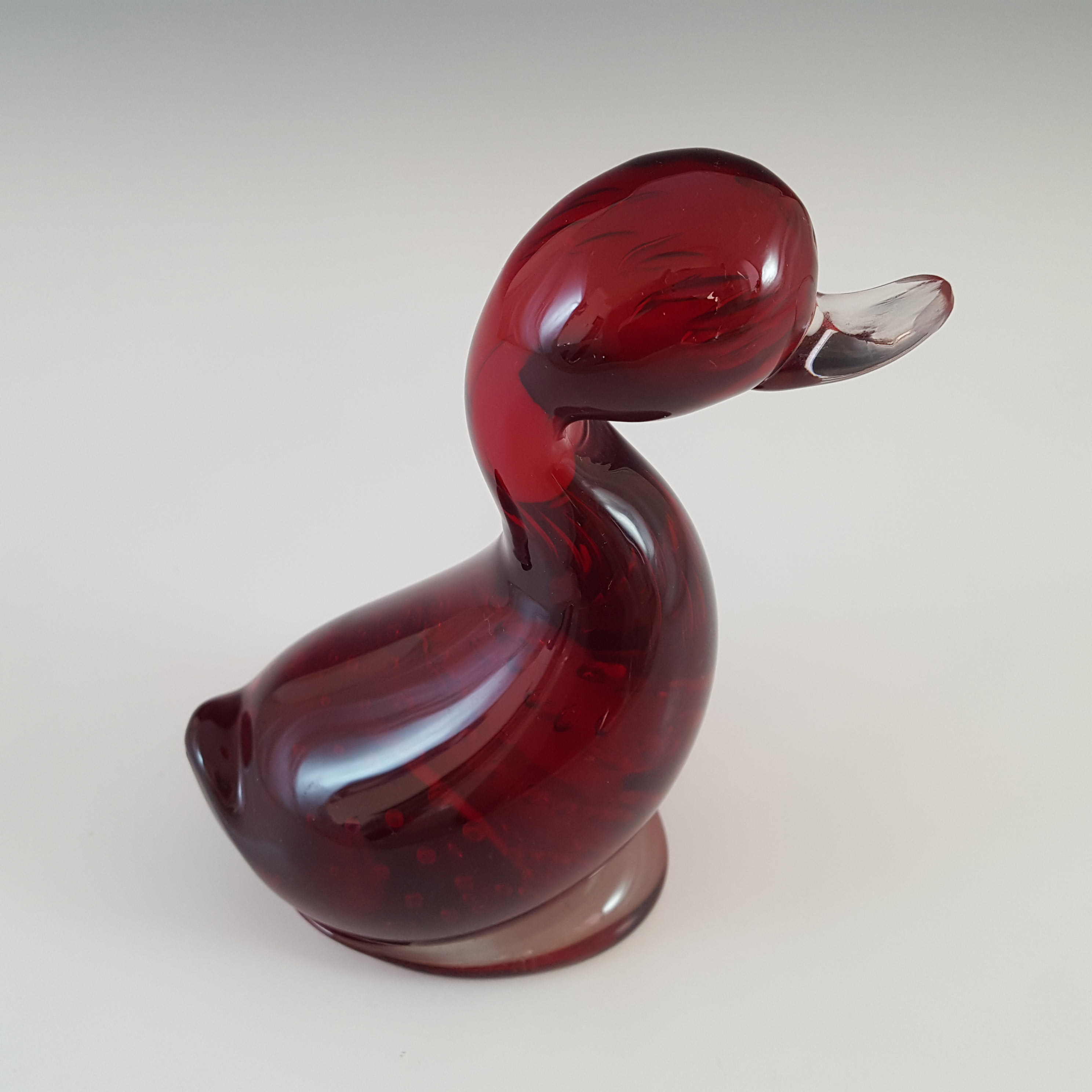 Whitefriars Vintage Ruby Red Glass 'Dilly Duck' Figurine - Click Image to Close