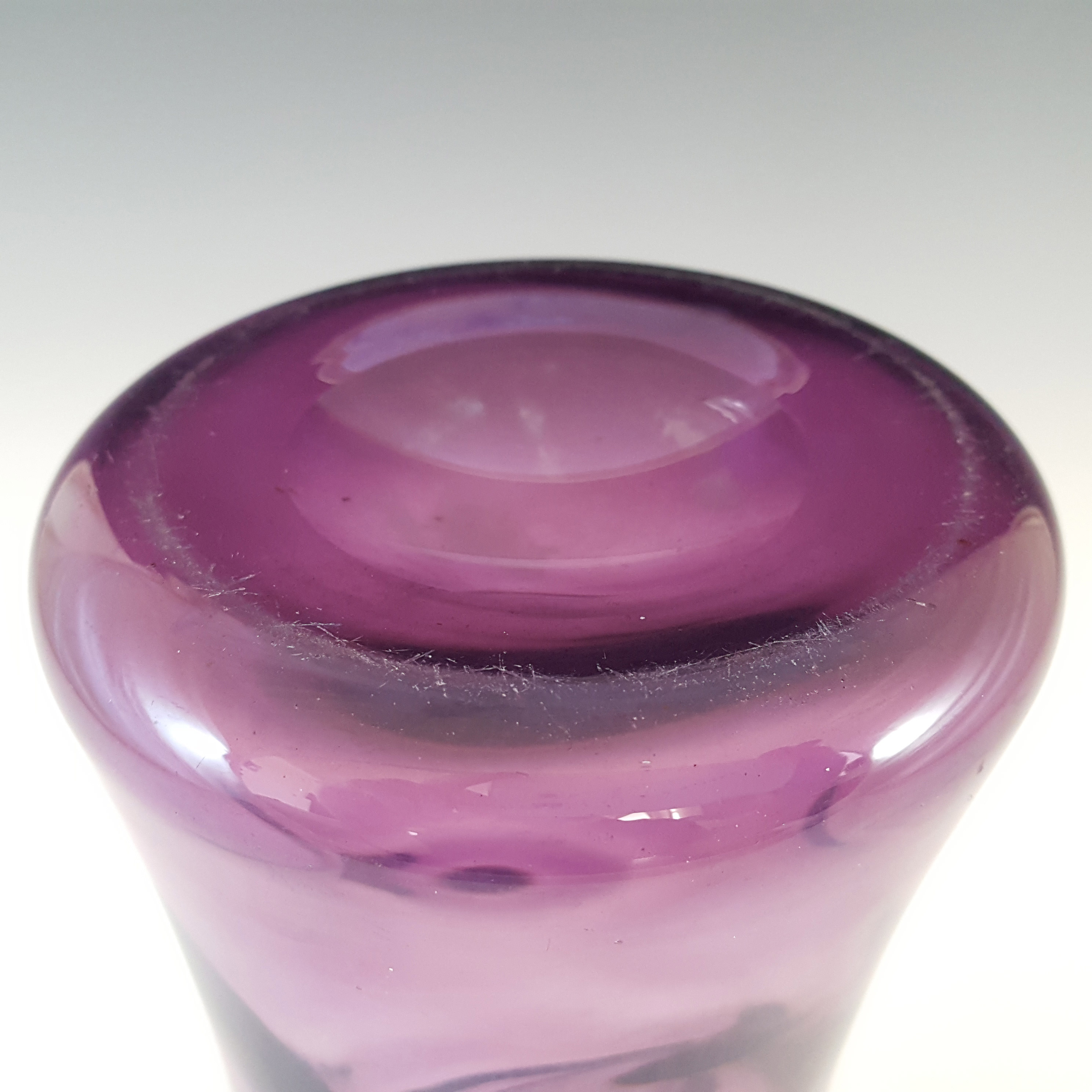 Thomas Webb Amethyst / Purple Glass 'Venetian Ripple' Vase - Click Image to Close