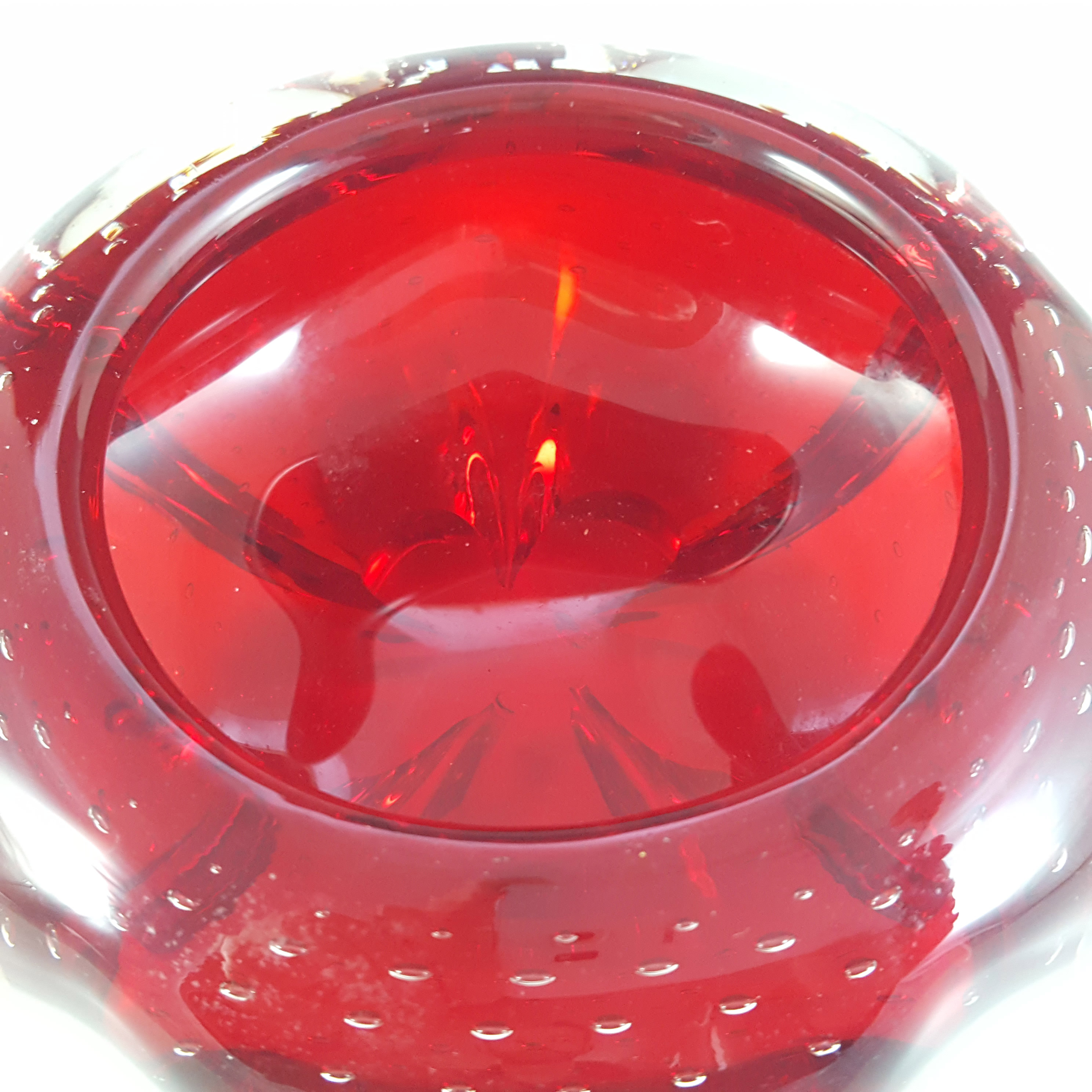 (image for) Whitefriars #9778 Ruby Red Glass Controlled Bubble Vintage Bowl - Click Image to Close