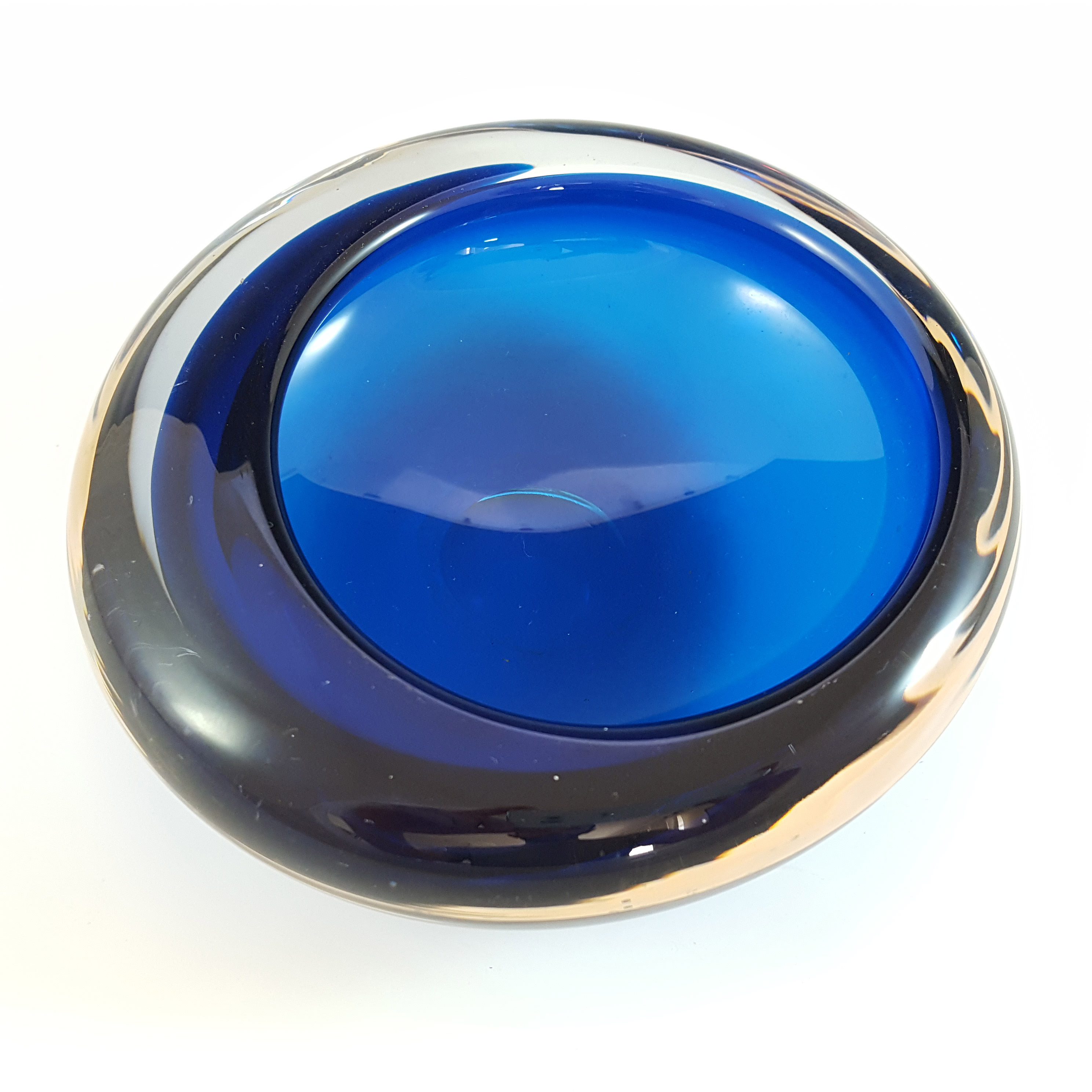 (image for) Whitefriars #9514 Cased Blue Glass Vintage Bowl / Ashtray - Click Image to Close