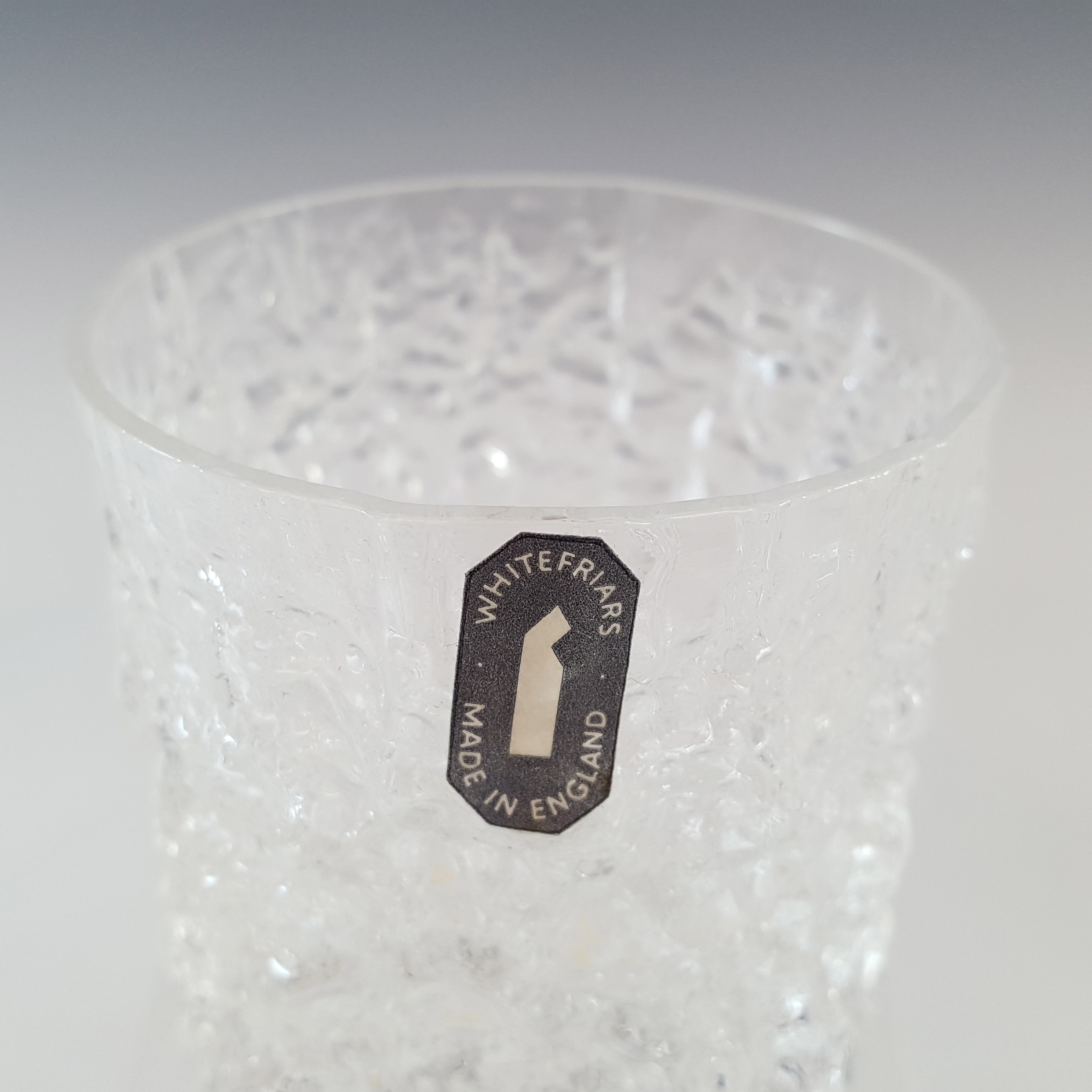 (image for) Whitefriars #M32 Textured Glass Glacier Whisky Tumbler - Labelled - Click Image to Close