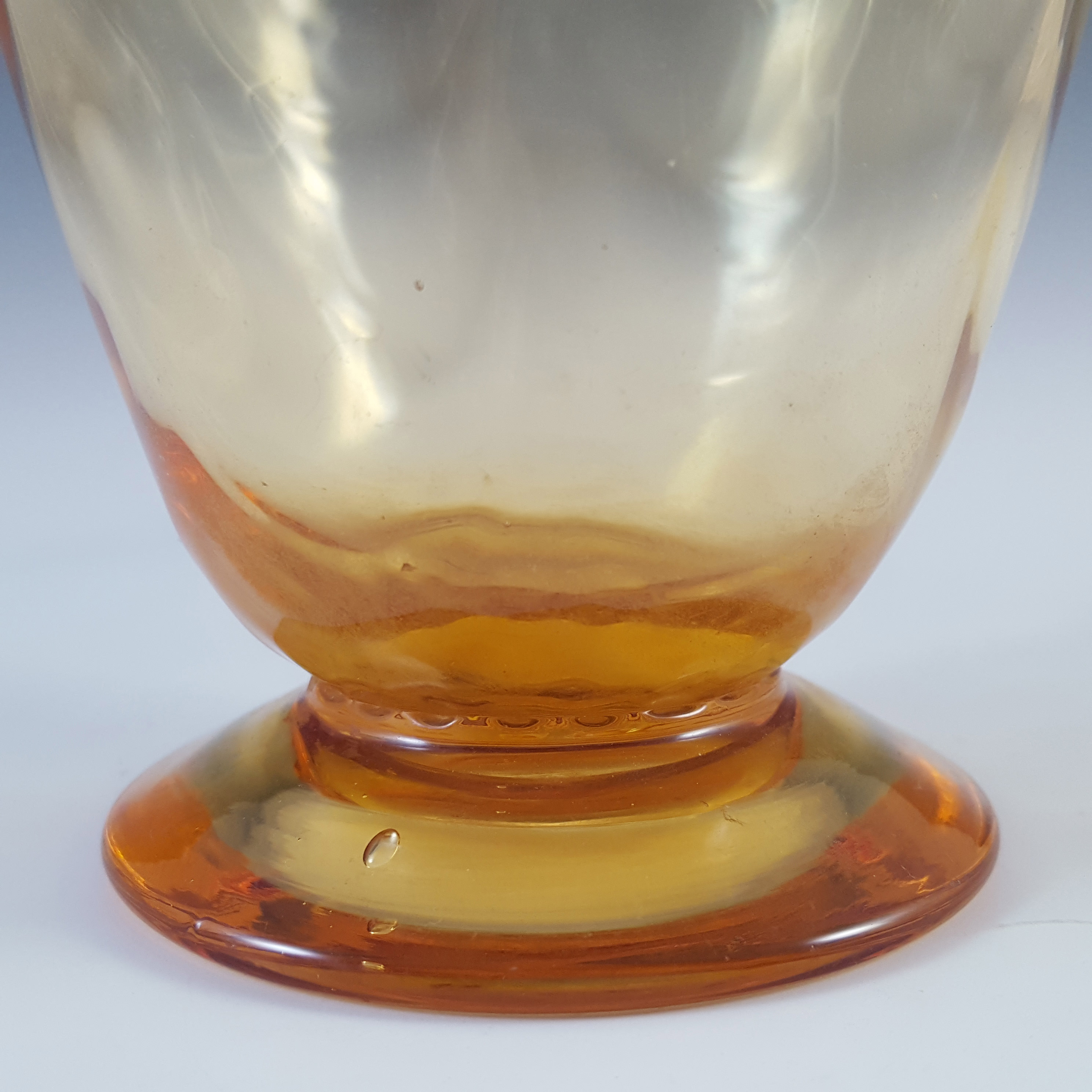 (image for) Whitefriars #9358 Amber Glass Wave Ribbed Footed Vase - Click Image to Close