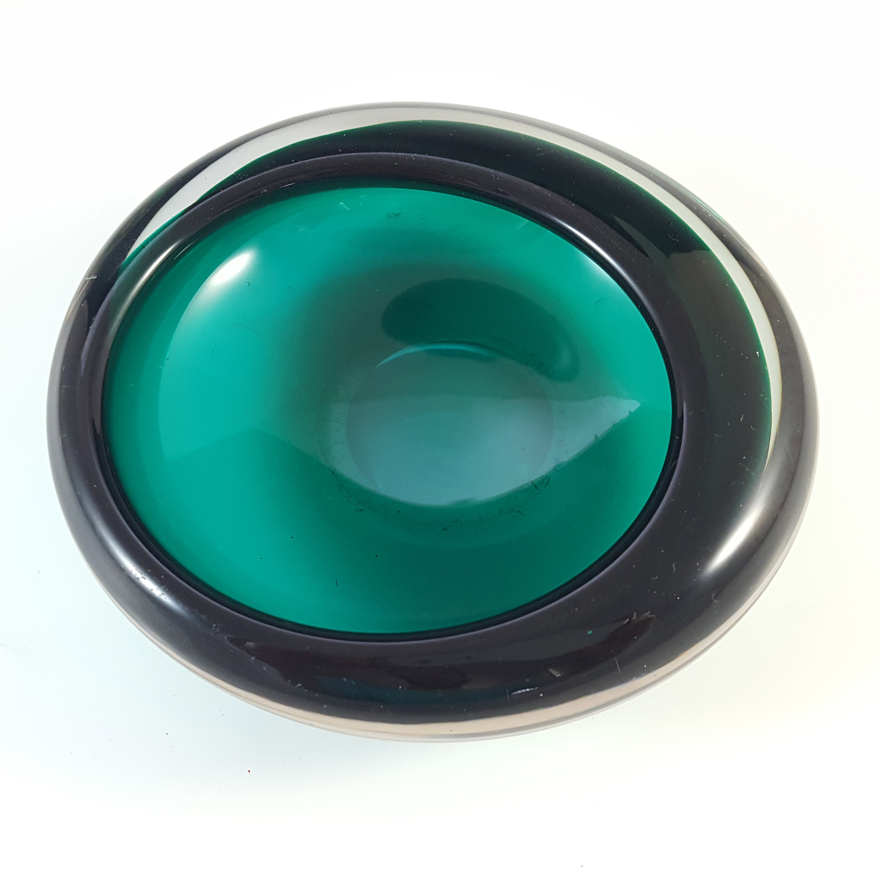 (image for) Whitefriars #9514 Cased Green Glass Vintage Bowl / Ashtray - Click Image to Close