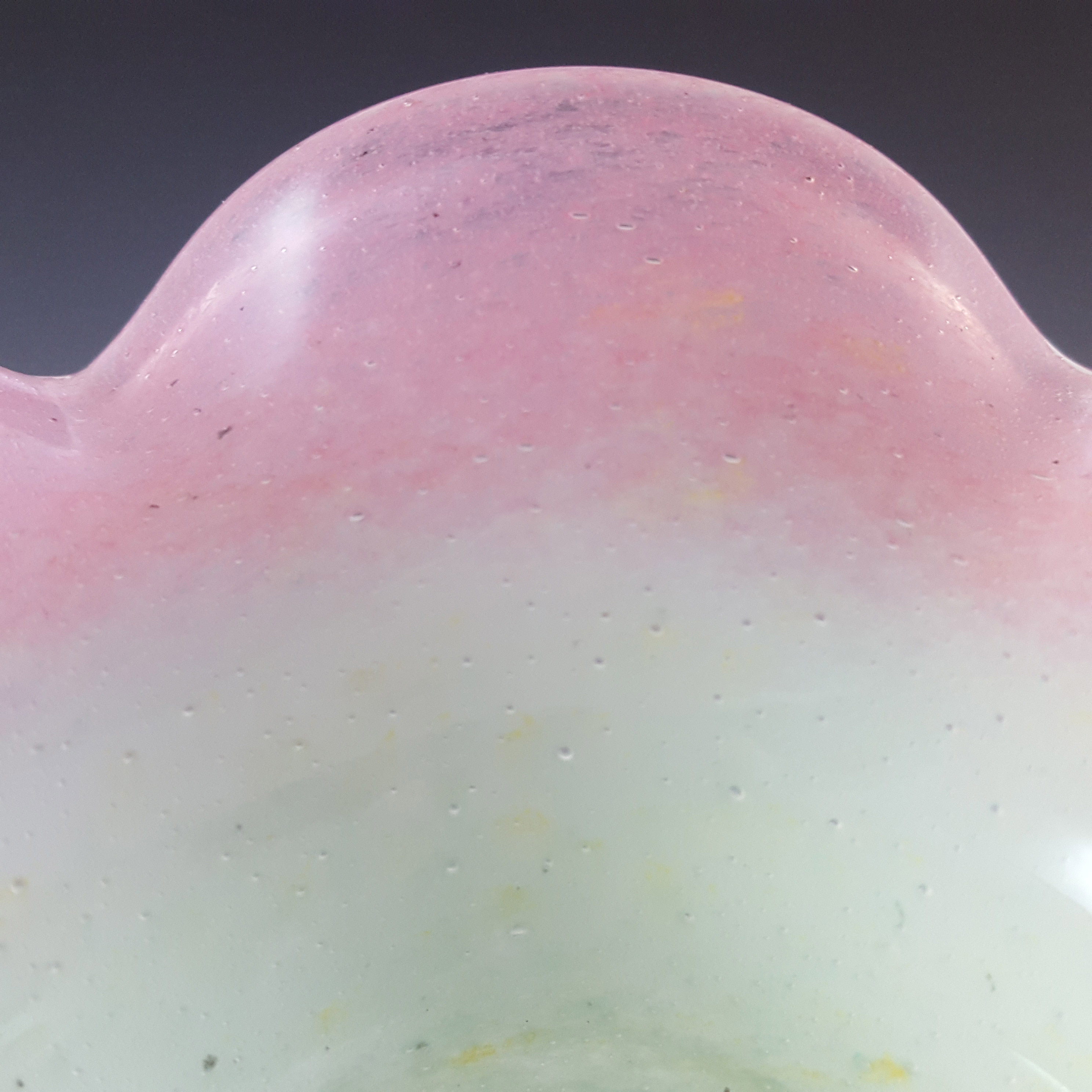 (image for) SIGNED Vasart Pink & Green Mottled Glass Bowl B021 - Click Image to Close