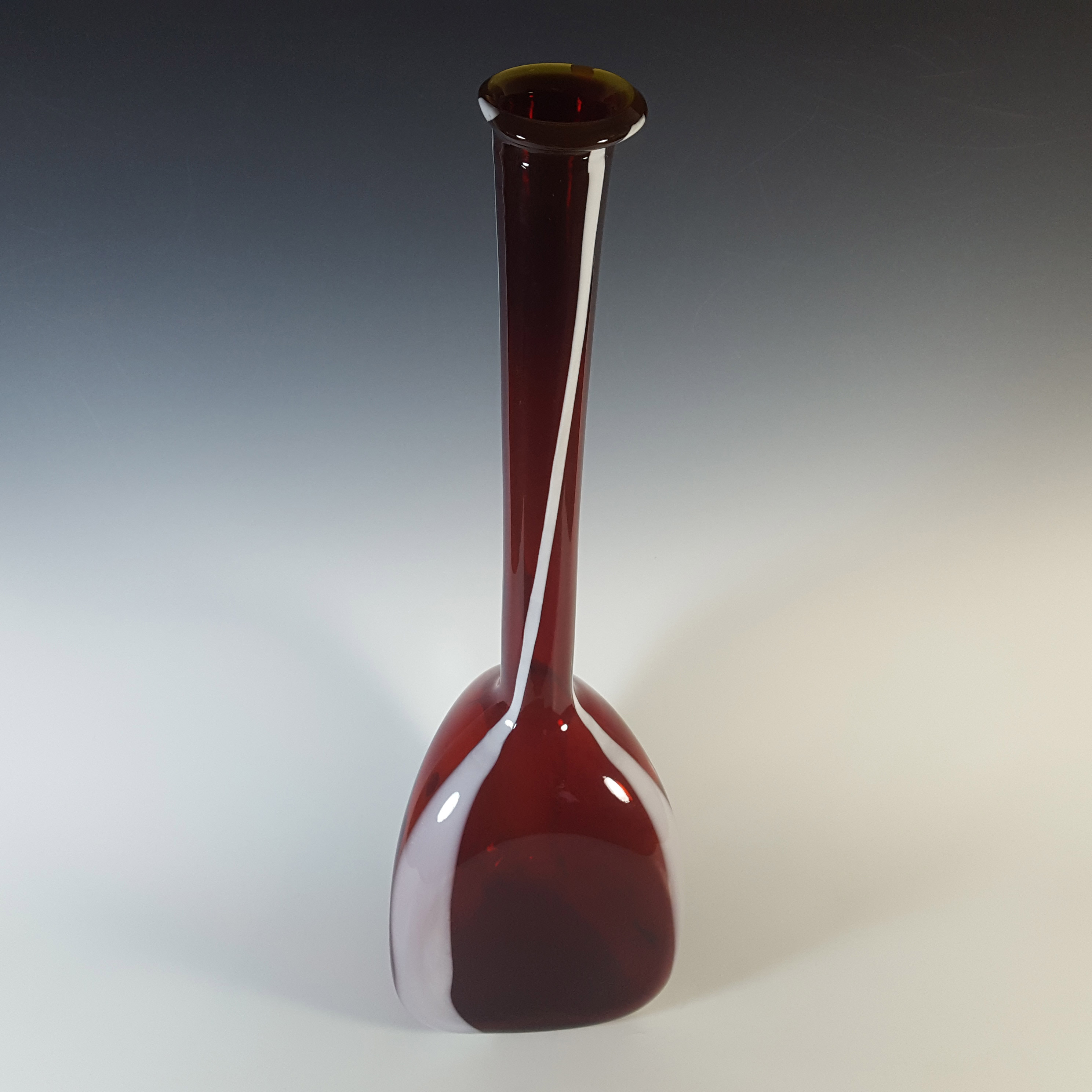 Cristalleria Artistica Toscana / Alrose Empoli Red & White Glass Bottle - Click Image to Close