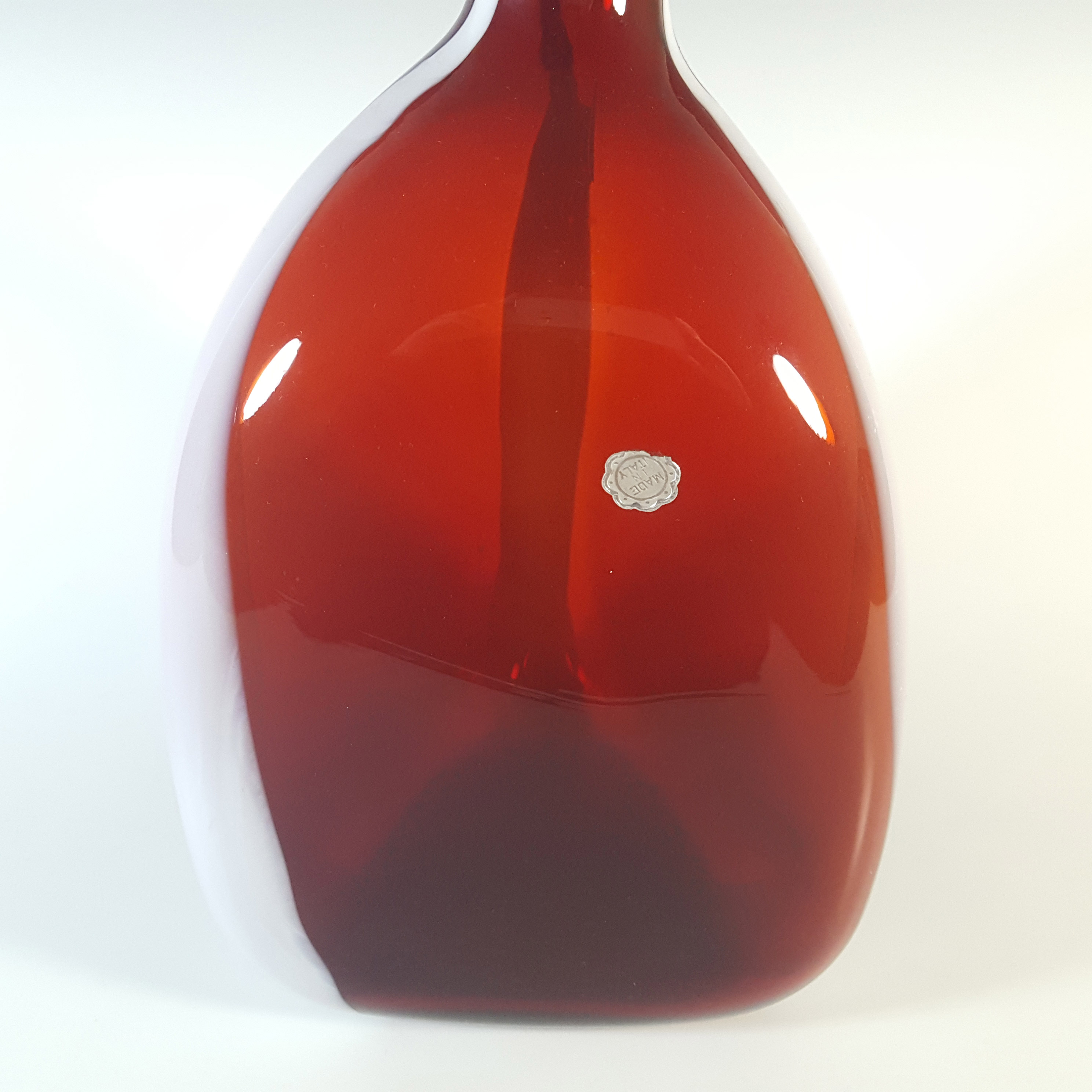 Cristalleria Artistica Toscana / Alrose Empoli Red & White Glass Bottle - Click Image to Close