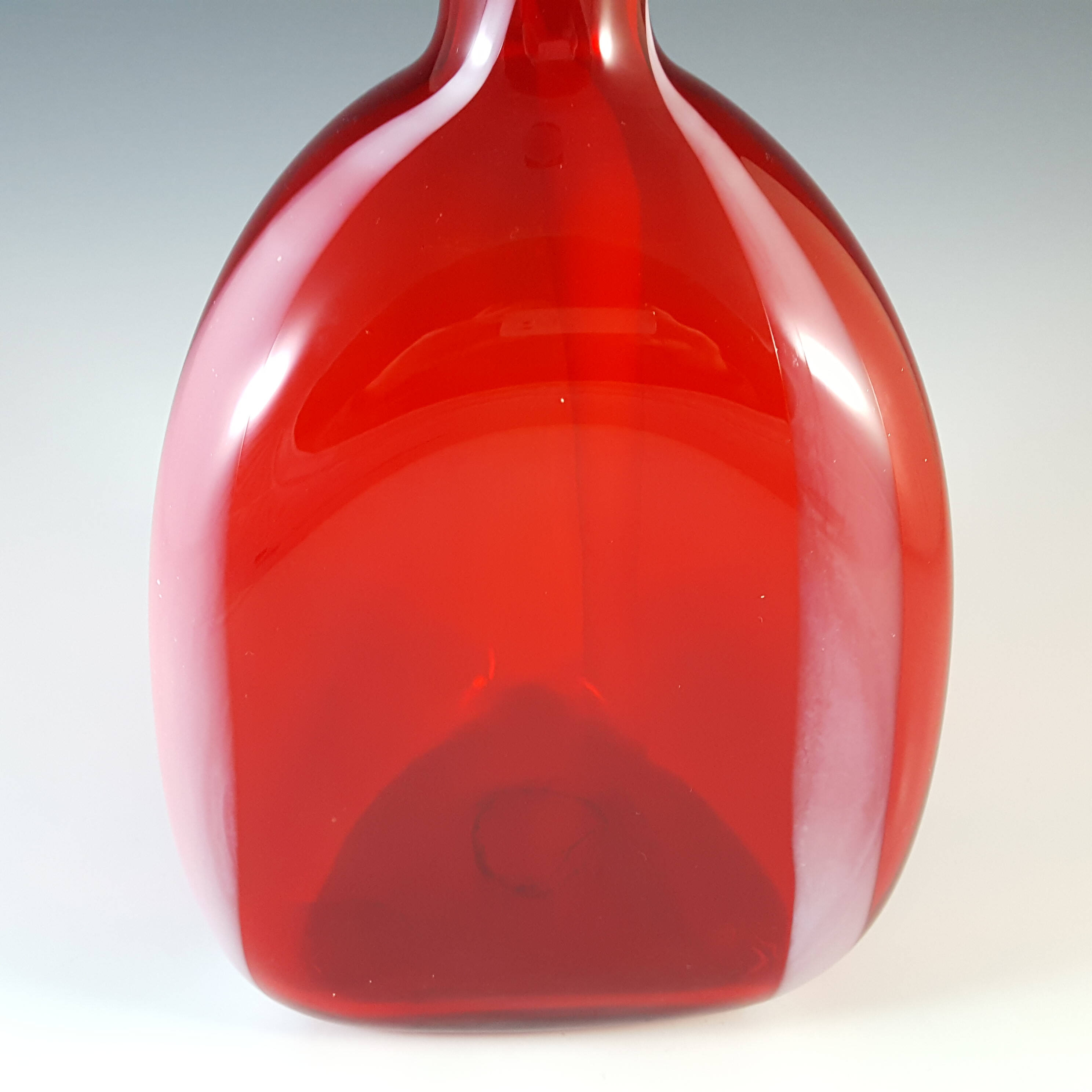 Cristalleria Artistica Toscana / Alrose Italian Red & White Glass Bottle - Click Image to Close