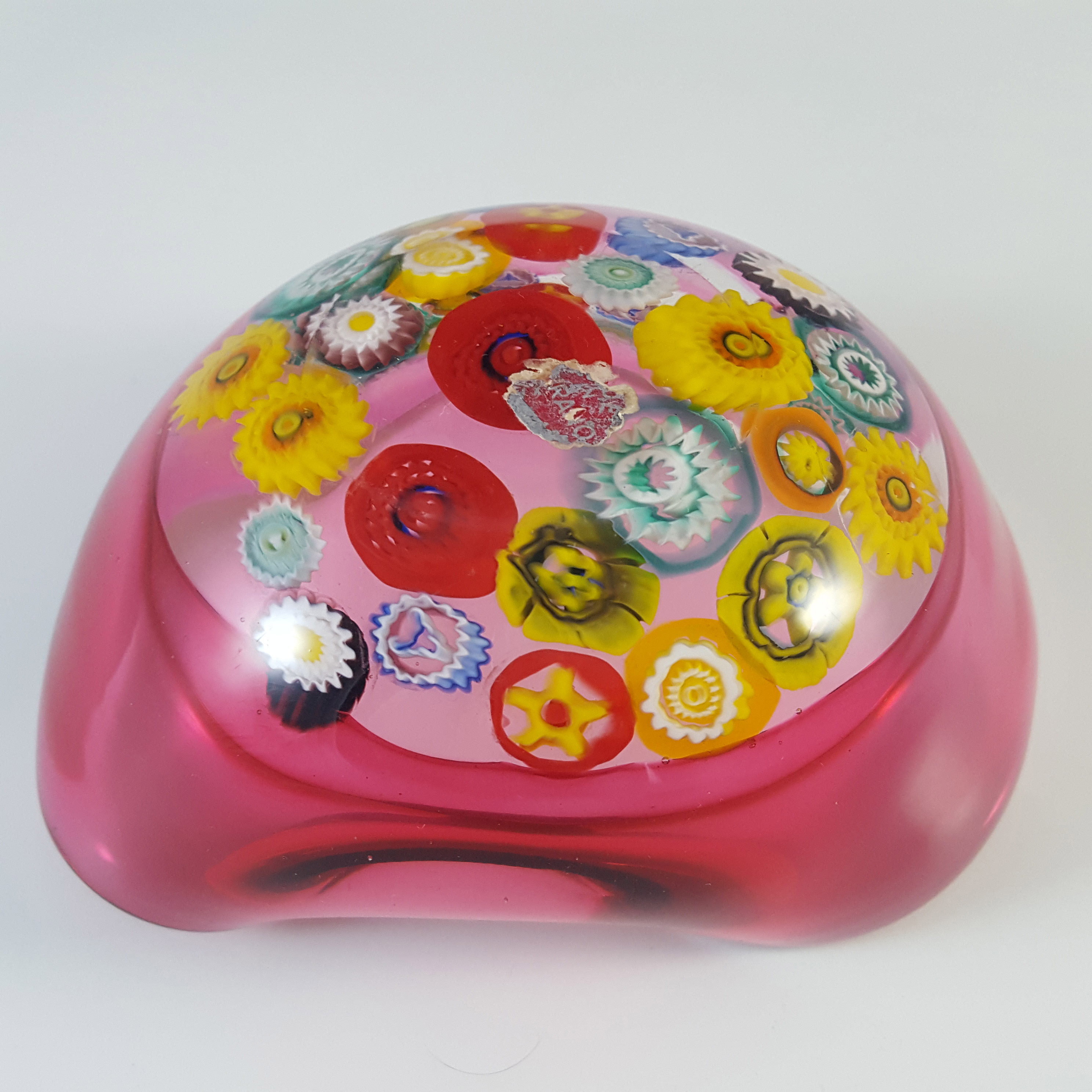 (image for) Archimede Seguso Murano Incalmo Millefiori Pink Glass Bowl - Labelled - Click Image to Close
