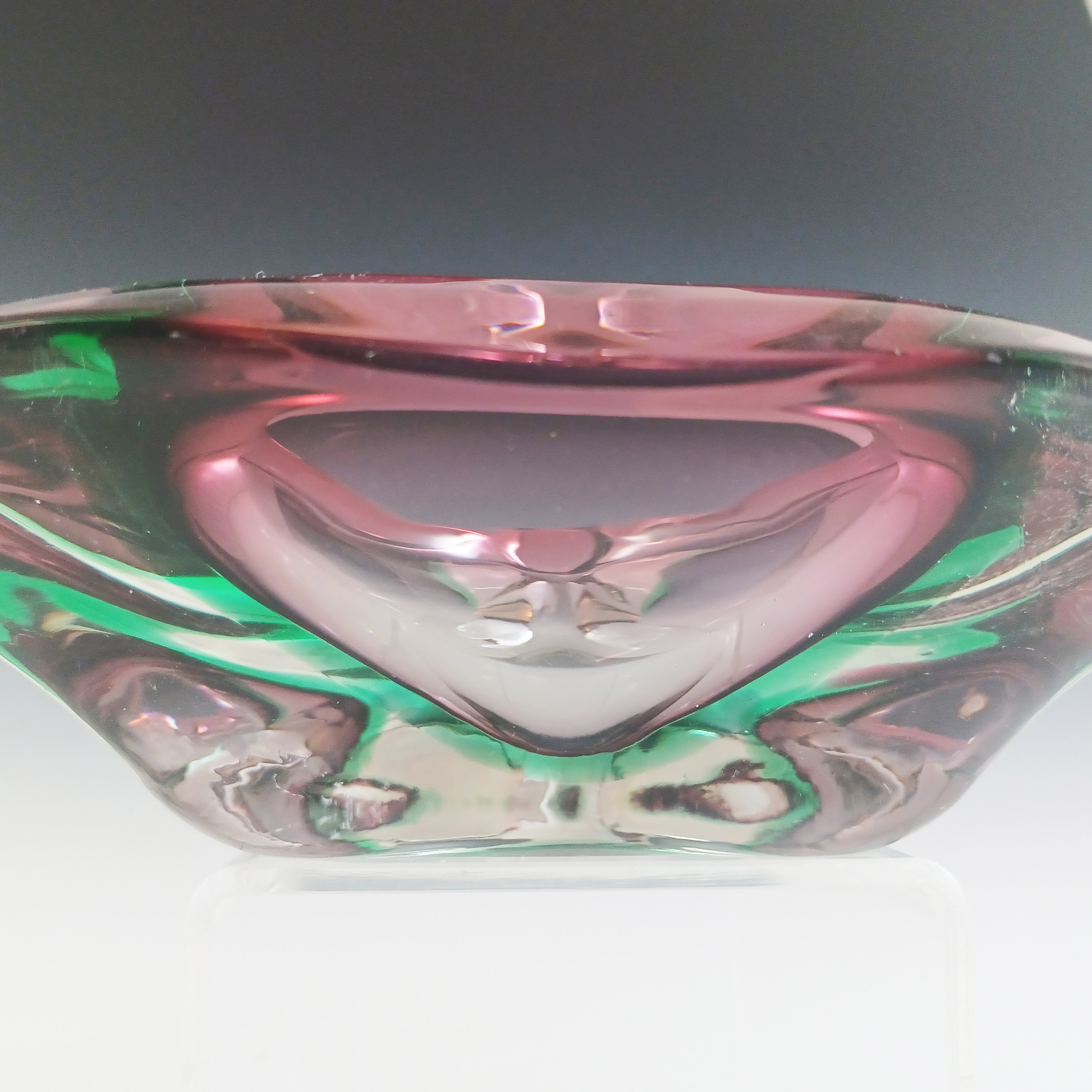 (image for) Arte Nuova Pustetto & Zanetti Murano Pink & Green Sommerso Glass Bowl - Click Image to Close
