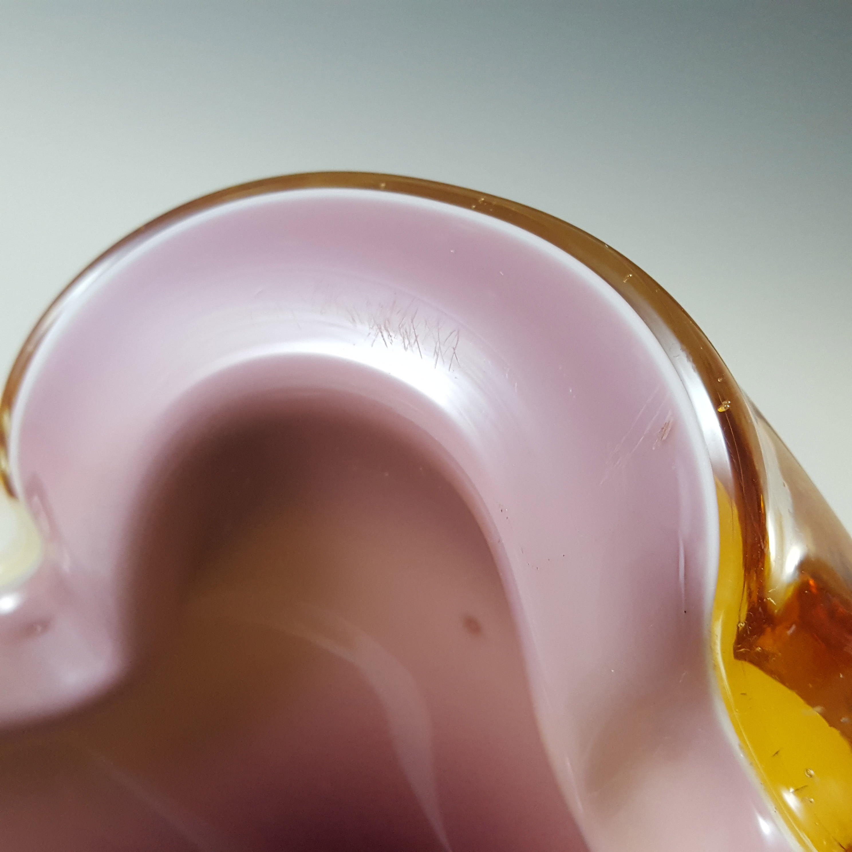 (image for) Barbini Murano Purple, White & Amber Glass Biomorphic Bowl - Click Image to Close