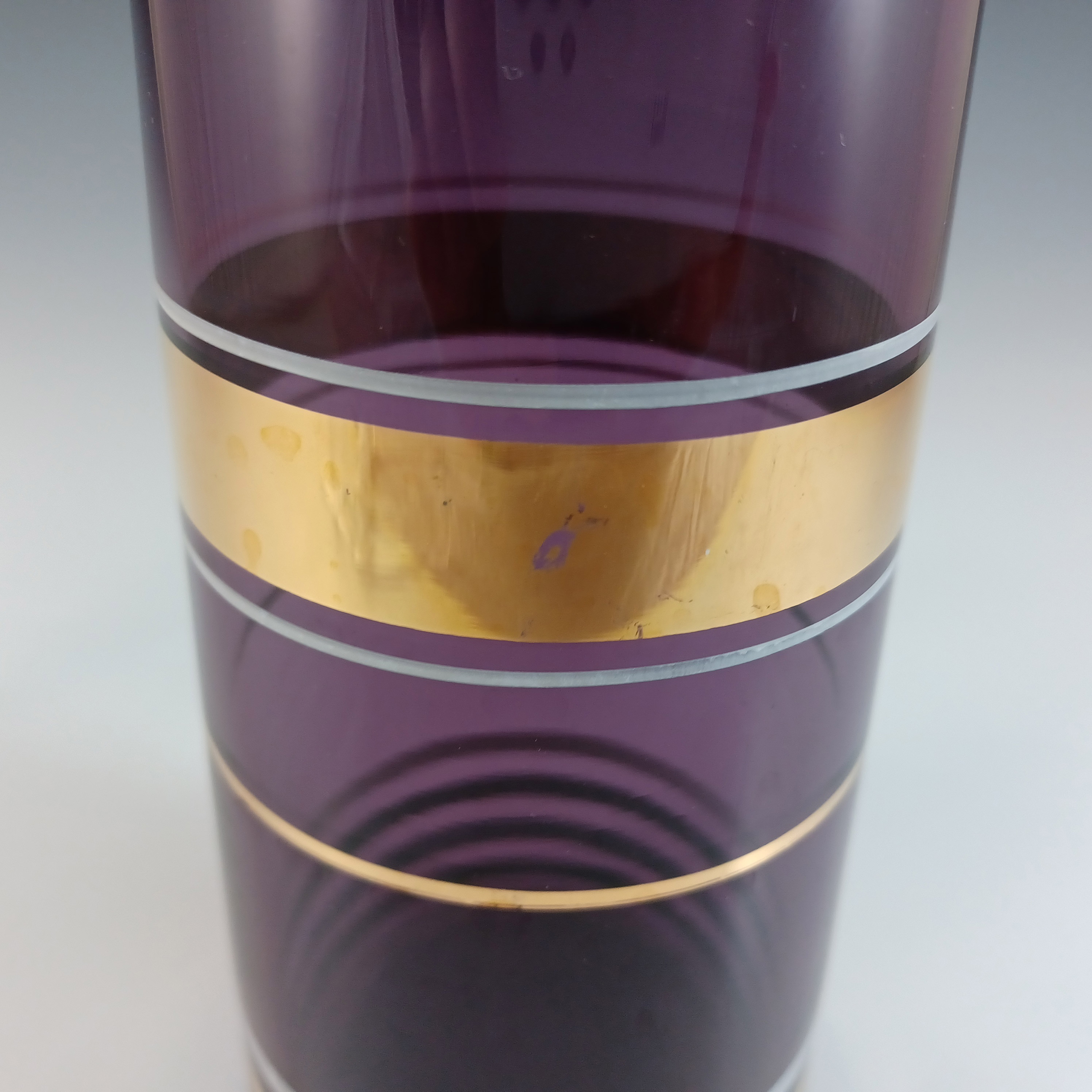 (image for) Borske Sklo Vintage Czech Purple Glass Cylindrical Vase - Click Image to Close