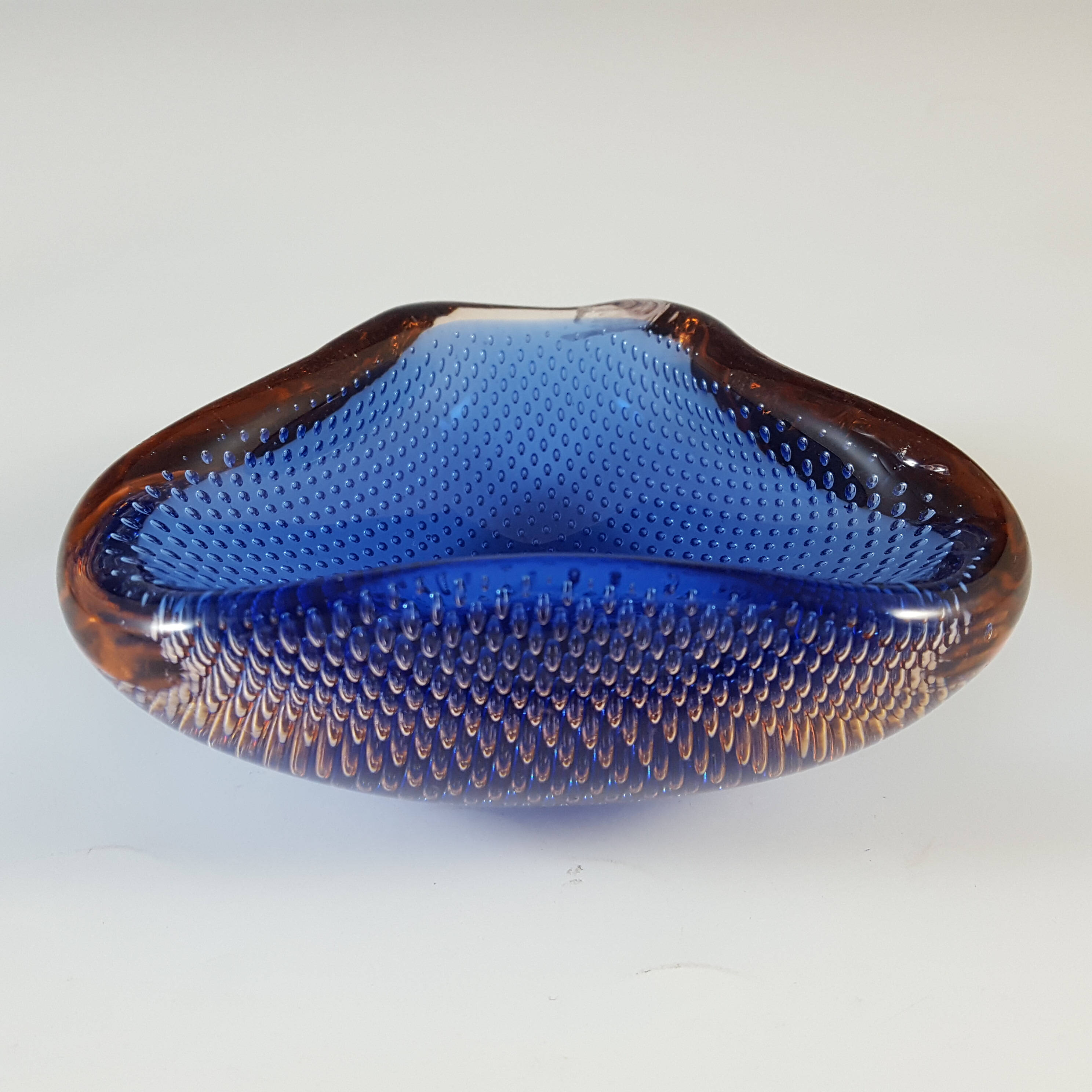 Ferro Italarts Murano Blue & Pink Glass Bullicante Bowl - Click Image to Close