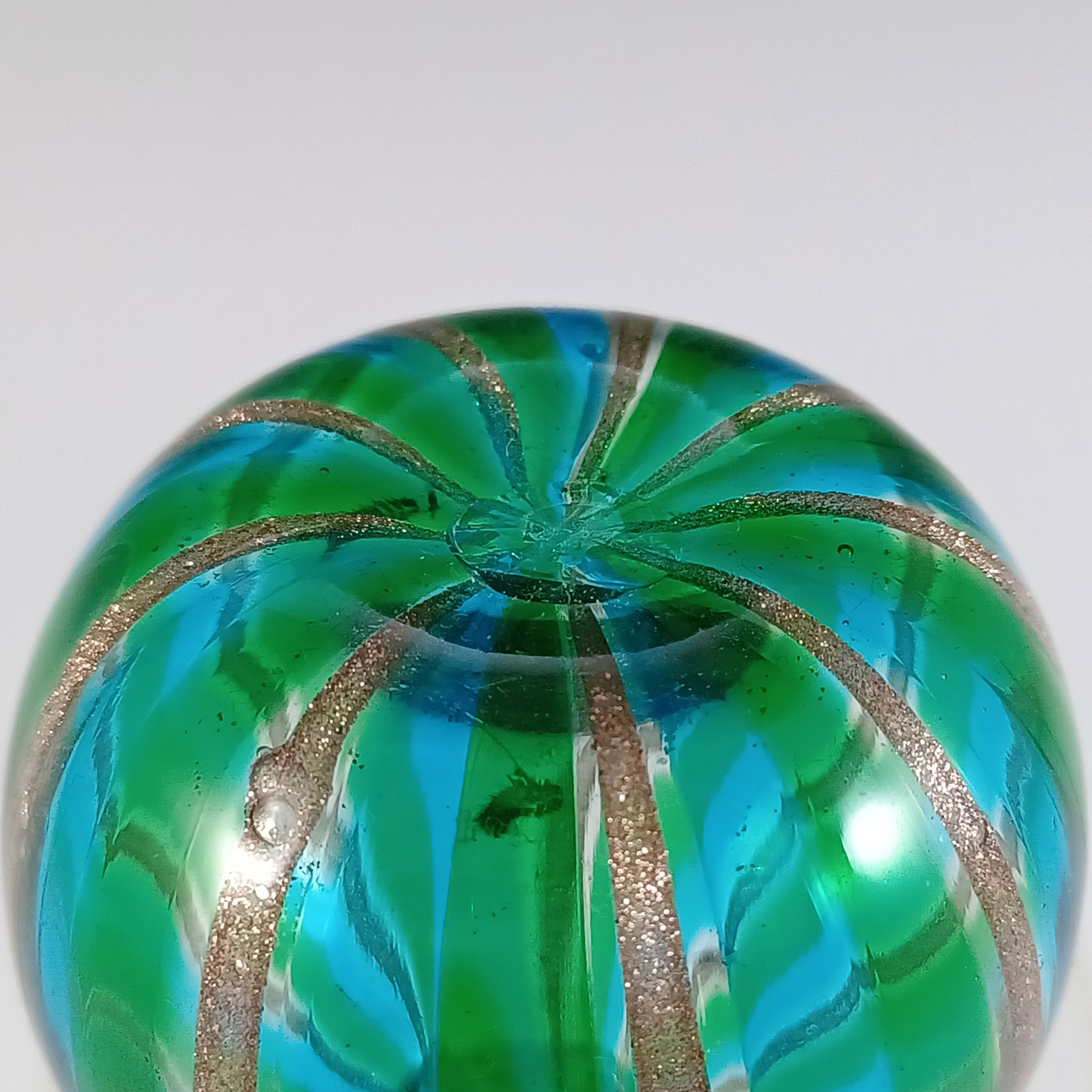 (image for) LABELLED Bucella Cristalli Murano Blue & Green Glass Aventurine Vase - Click Image to Close