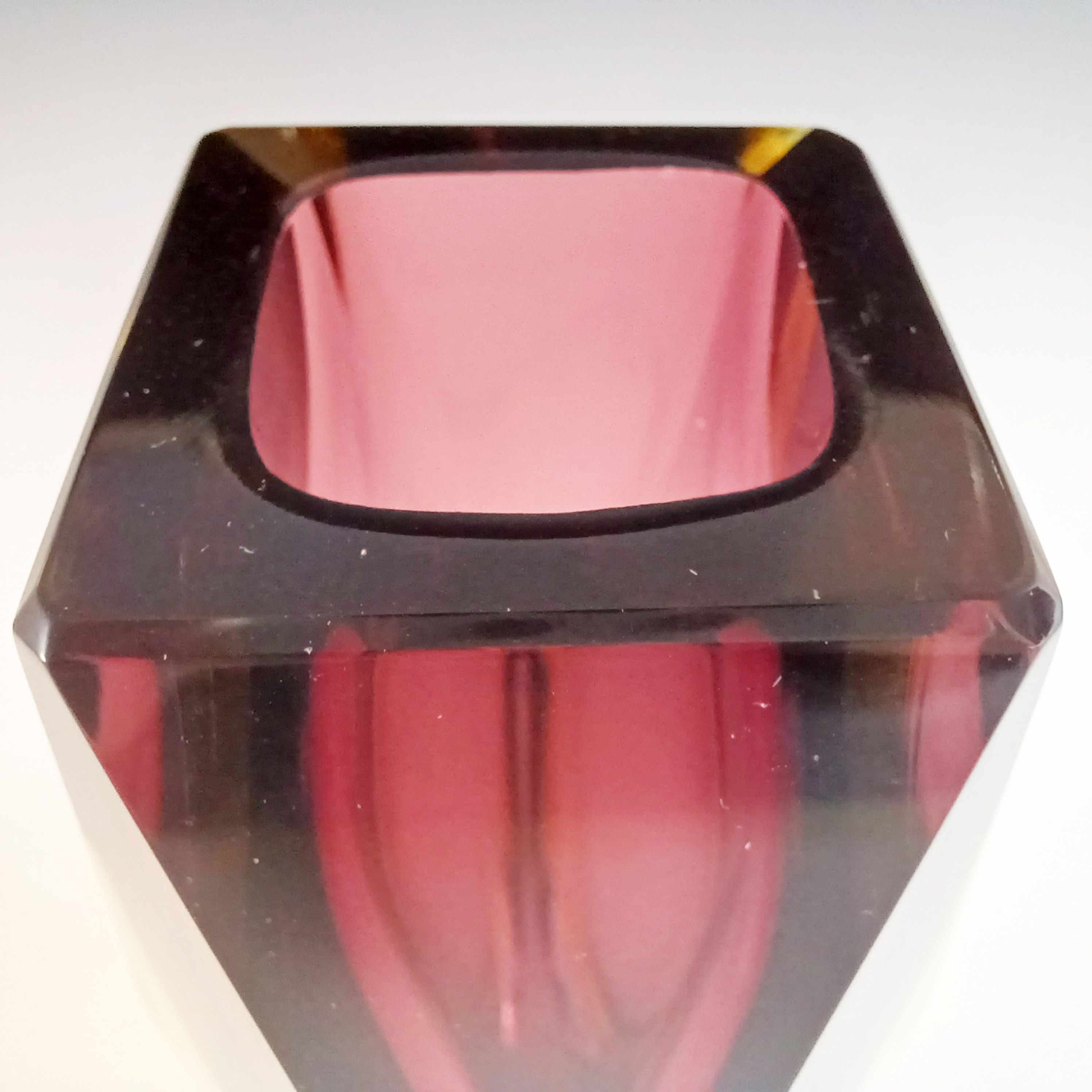 (image for) Bucella Cristalli Murano Faceted Purple & Amber Sommerso Glass Vase - Click Image to Close