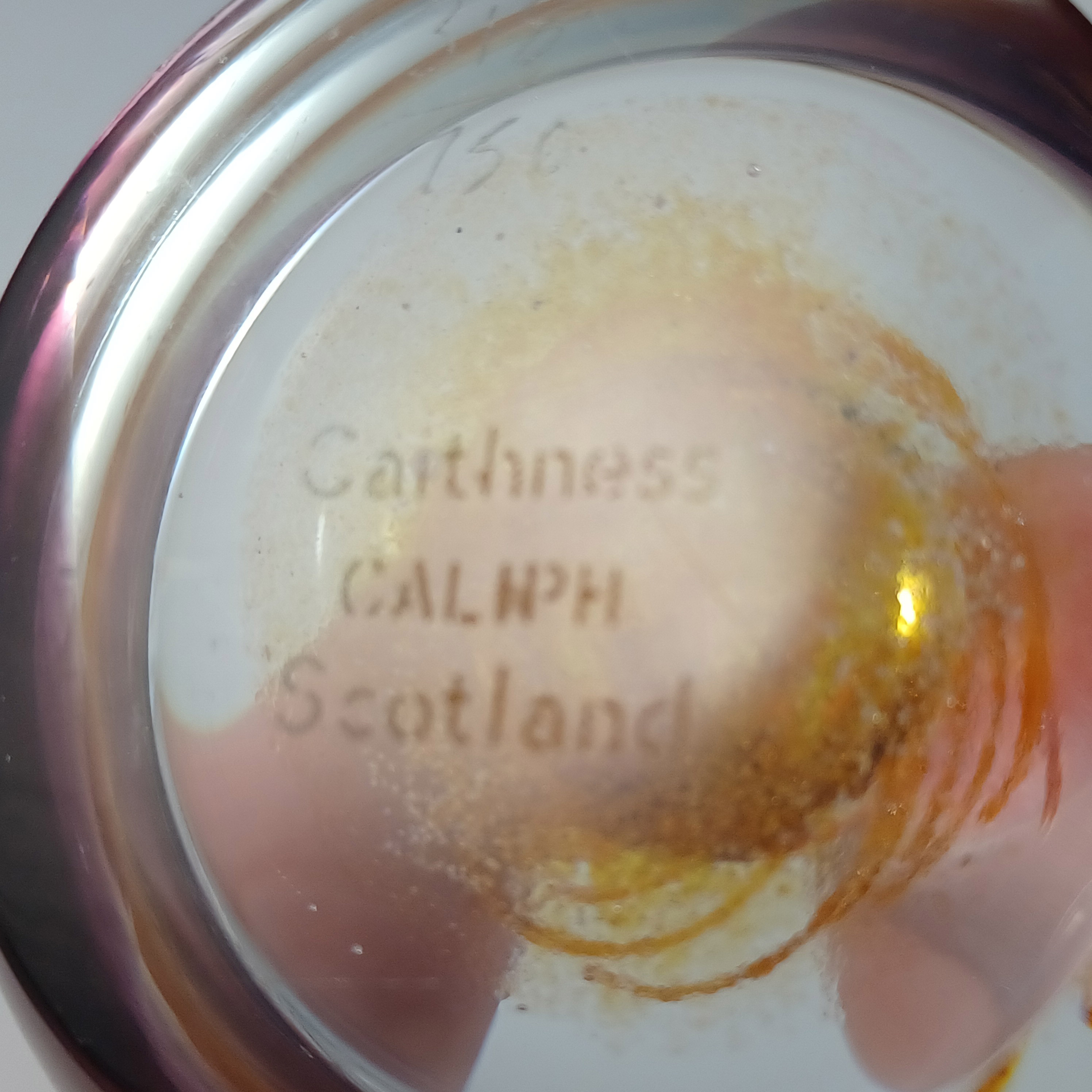 (image for) MARKED Caithness Vintage Purple & Gold Glass "Caliph" Paperweight - Click Image to Close