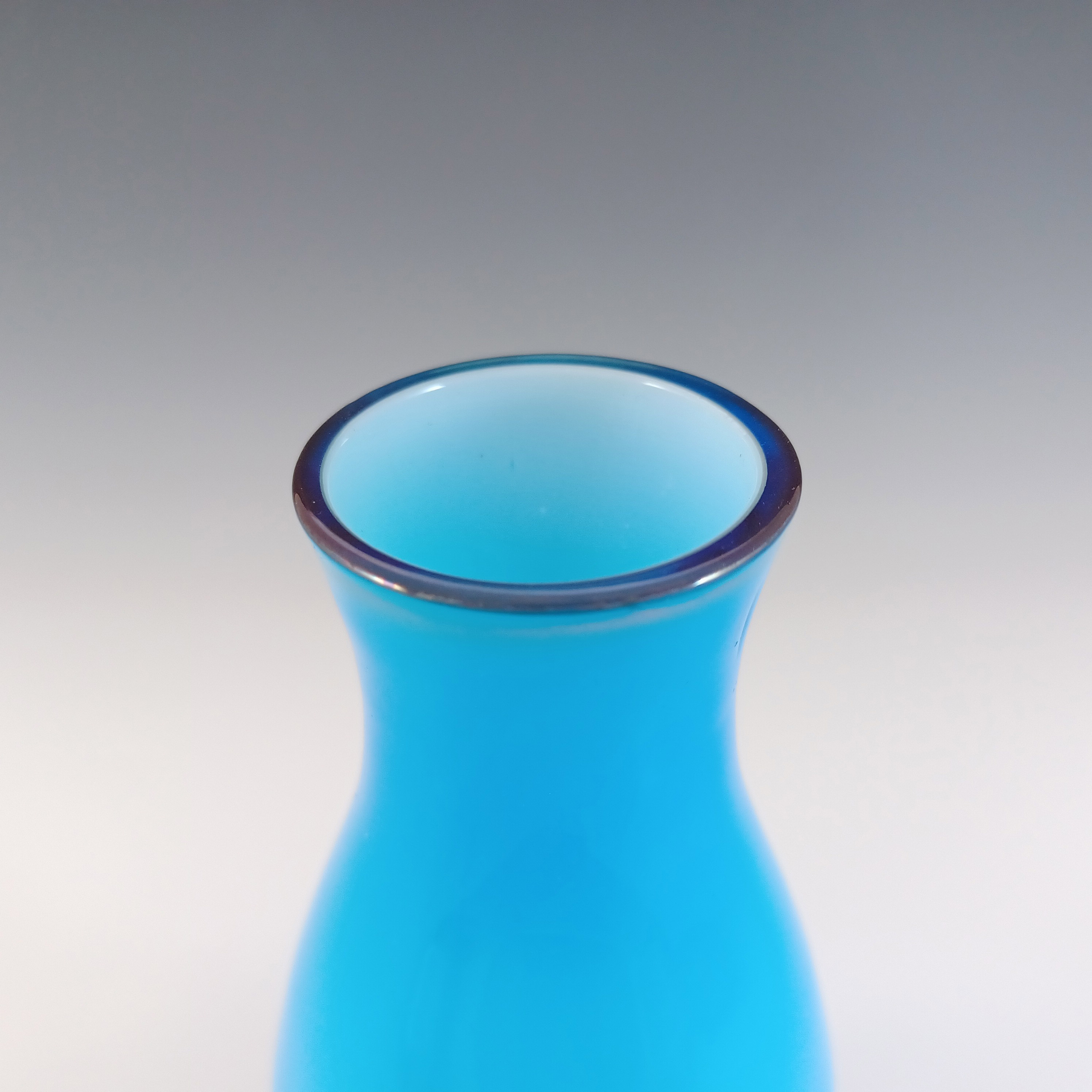(image for) Swedish / Scandinavian Blue Opal Cased Hooped Glass Vase - Click Image to Close