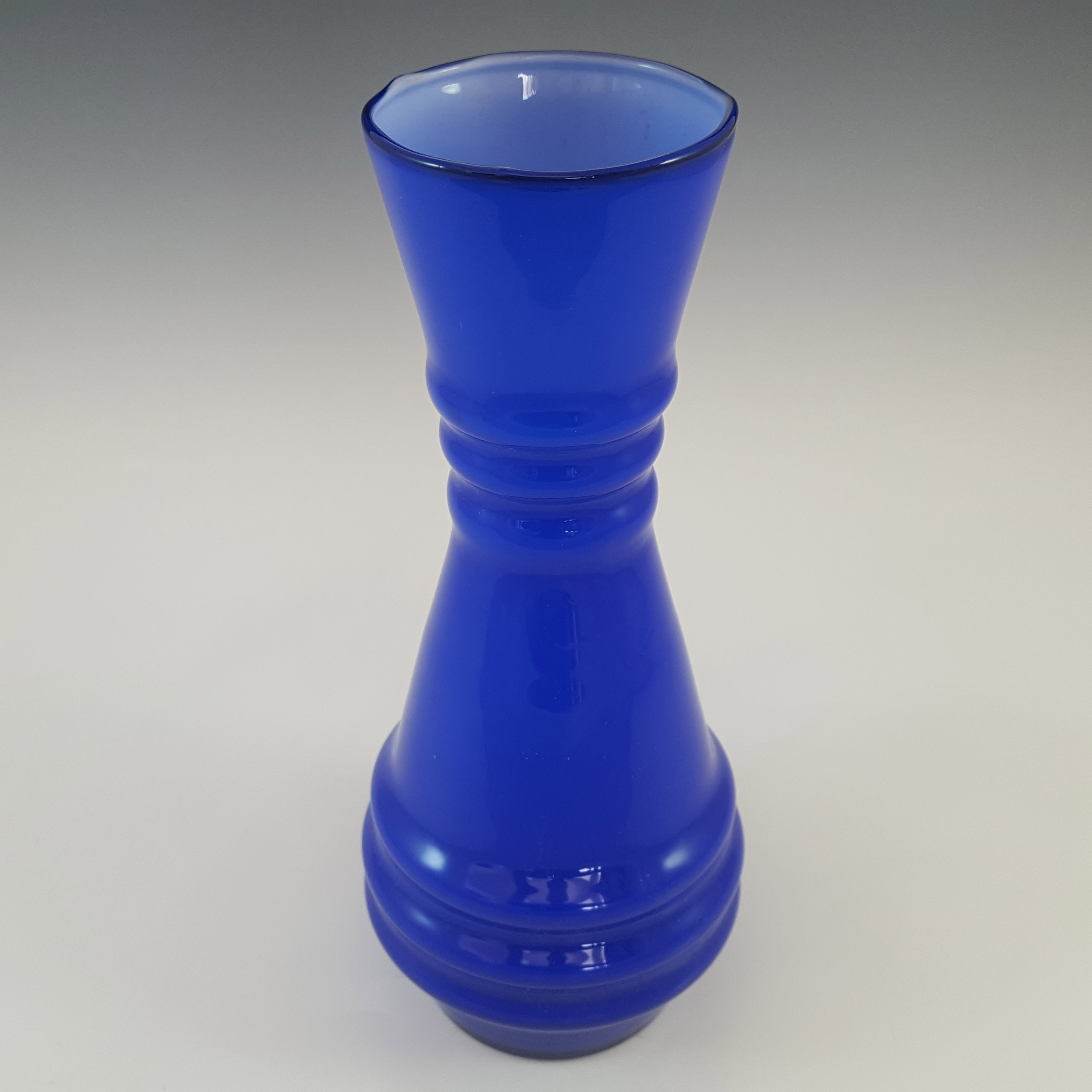 (image for) Empoli Vintage Italian Blue Opal Cased Glass Vase - Click Image to Close