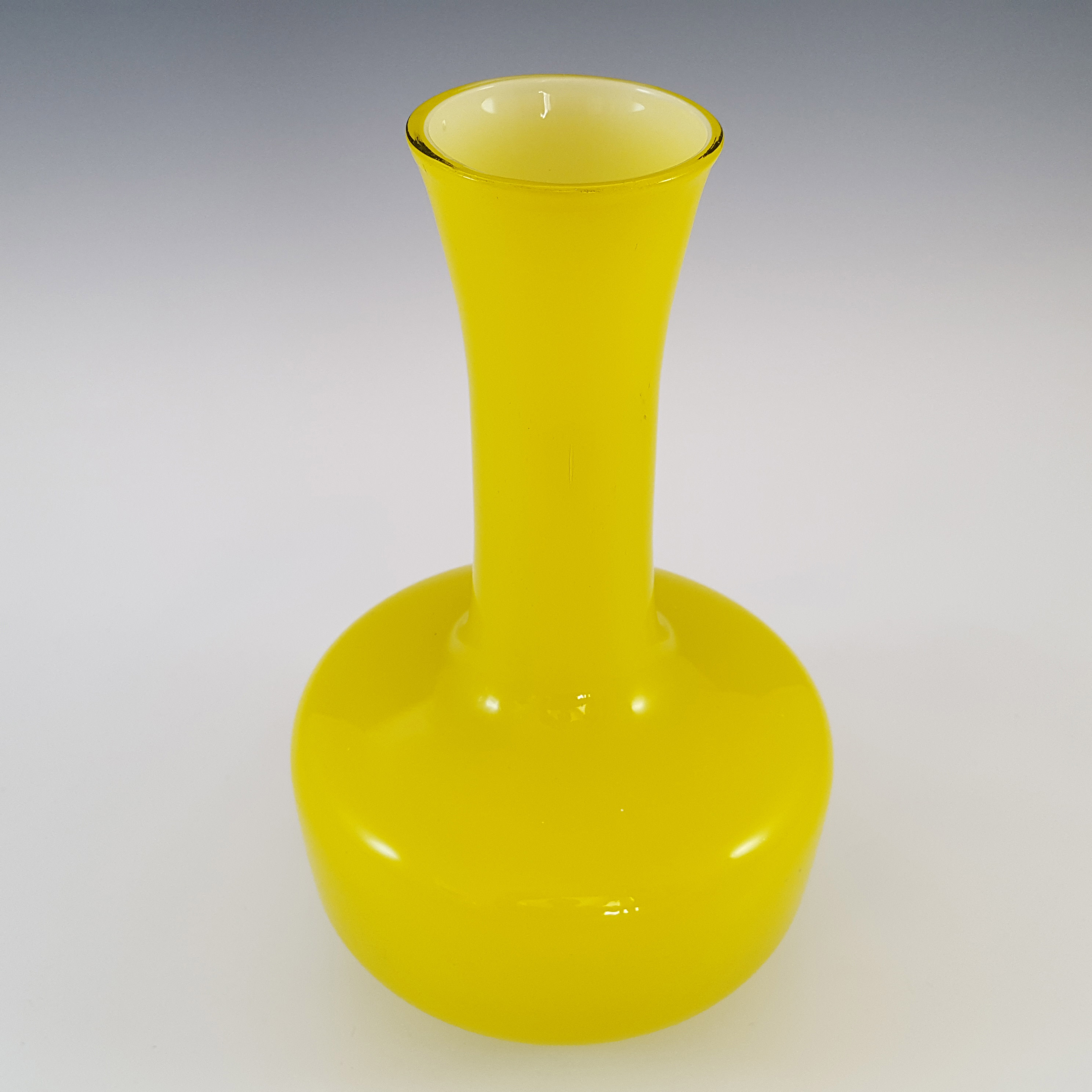 (image for) Scandinavian Style Vintage Yellow Opal Cased Glass Vase - Click Image to Close