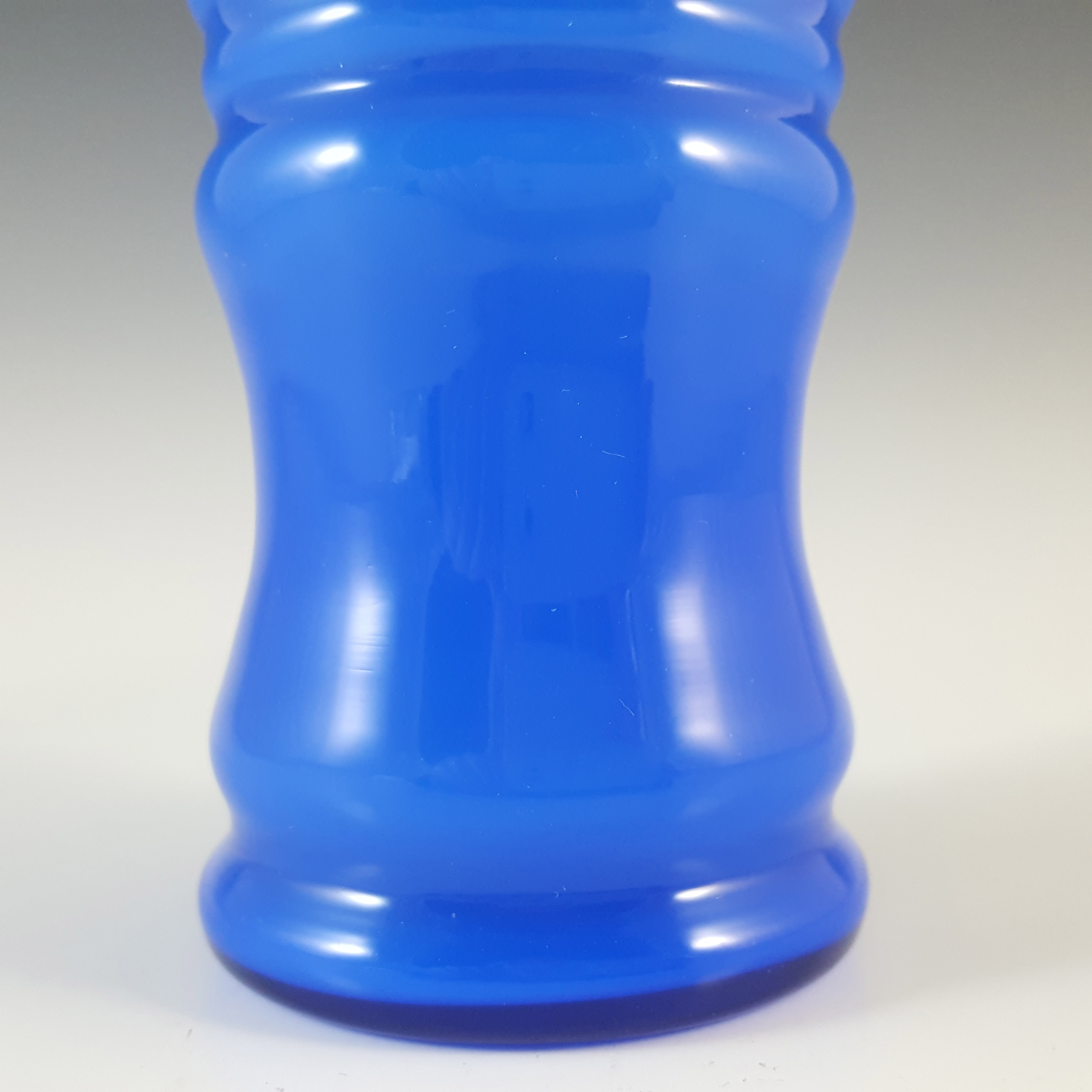 Chinese Vintage 1970's Blue Retro Cased Glass 'Bamboo' Vase - Click Image to Close