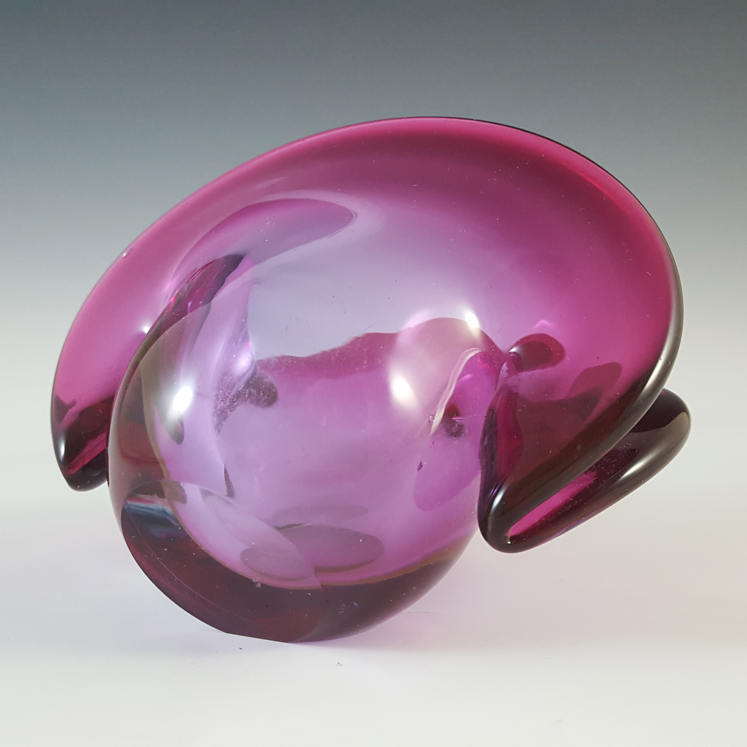Seguso Dalla Venezia Murano Pink Glass Clam Bowl / Vase - Click Image to Close