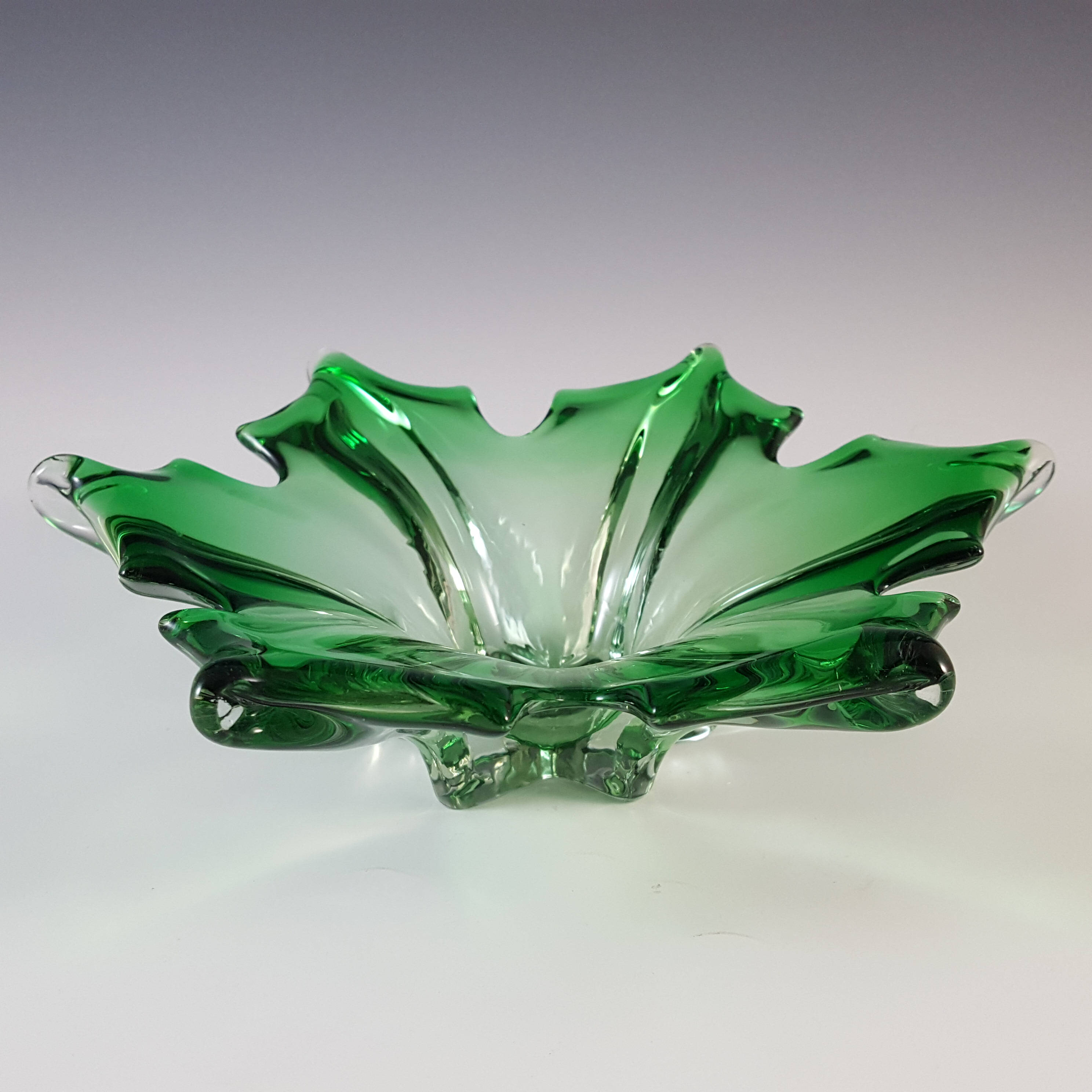 Cristallo Venezia CCC Murano Green & Clear Sommerso Glass Bowl - Click Image to Close