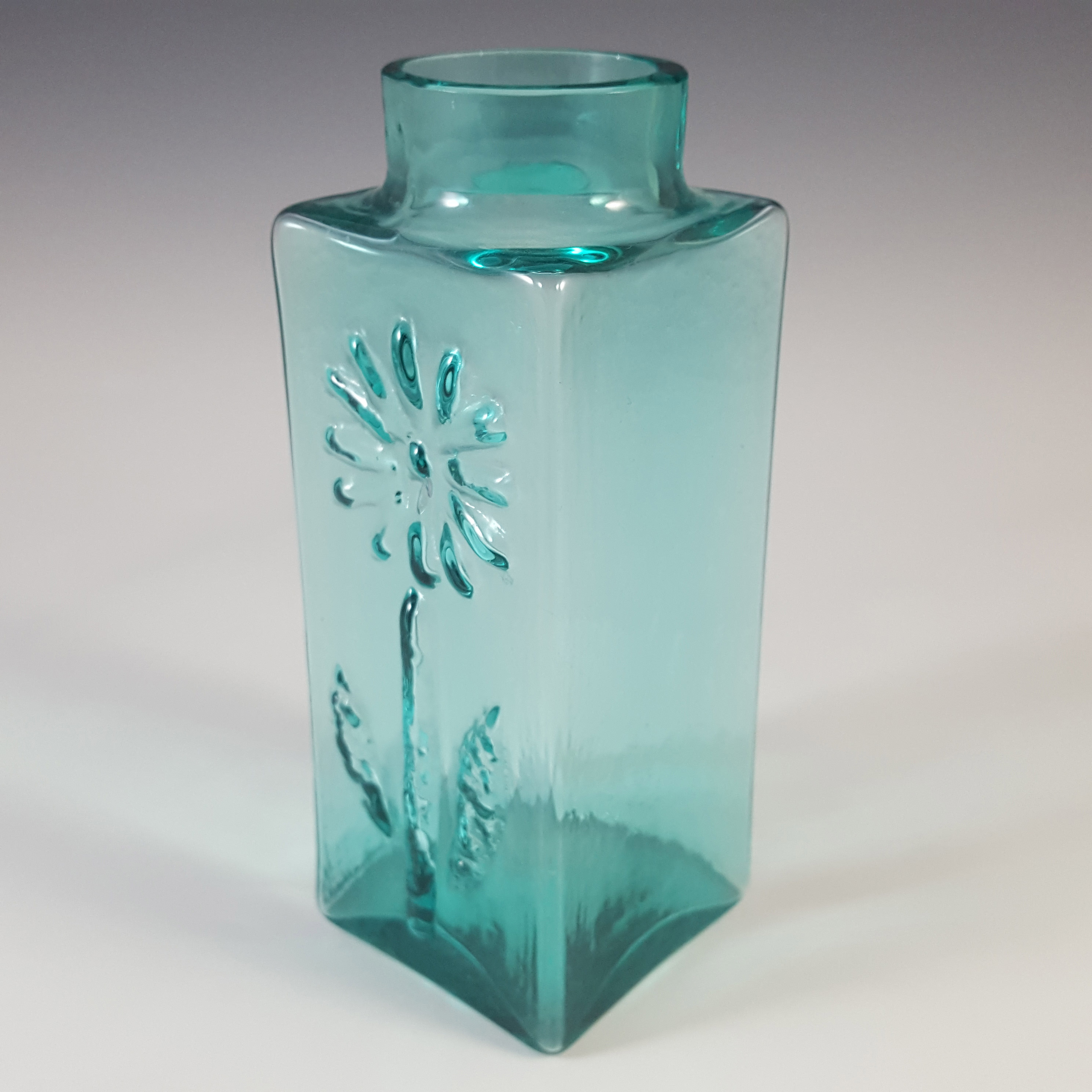 (image for) Dartington #FT59 Turquoise Glass Frank Thrower 'Daisy' Vase - Click Image to Close