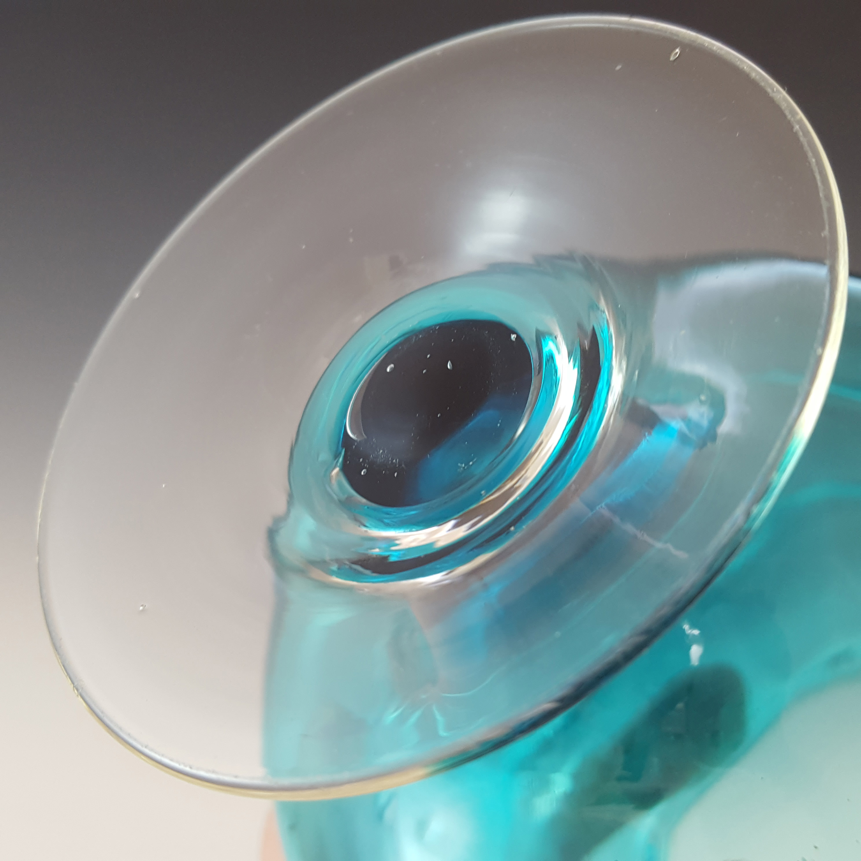 (image for) Empoli Italian Vintage Blue Hooped Glass Bon Bon Jar - Click Image to Close