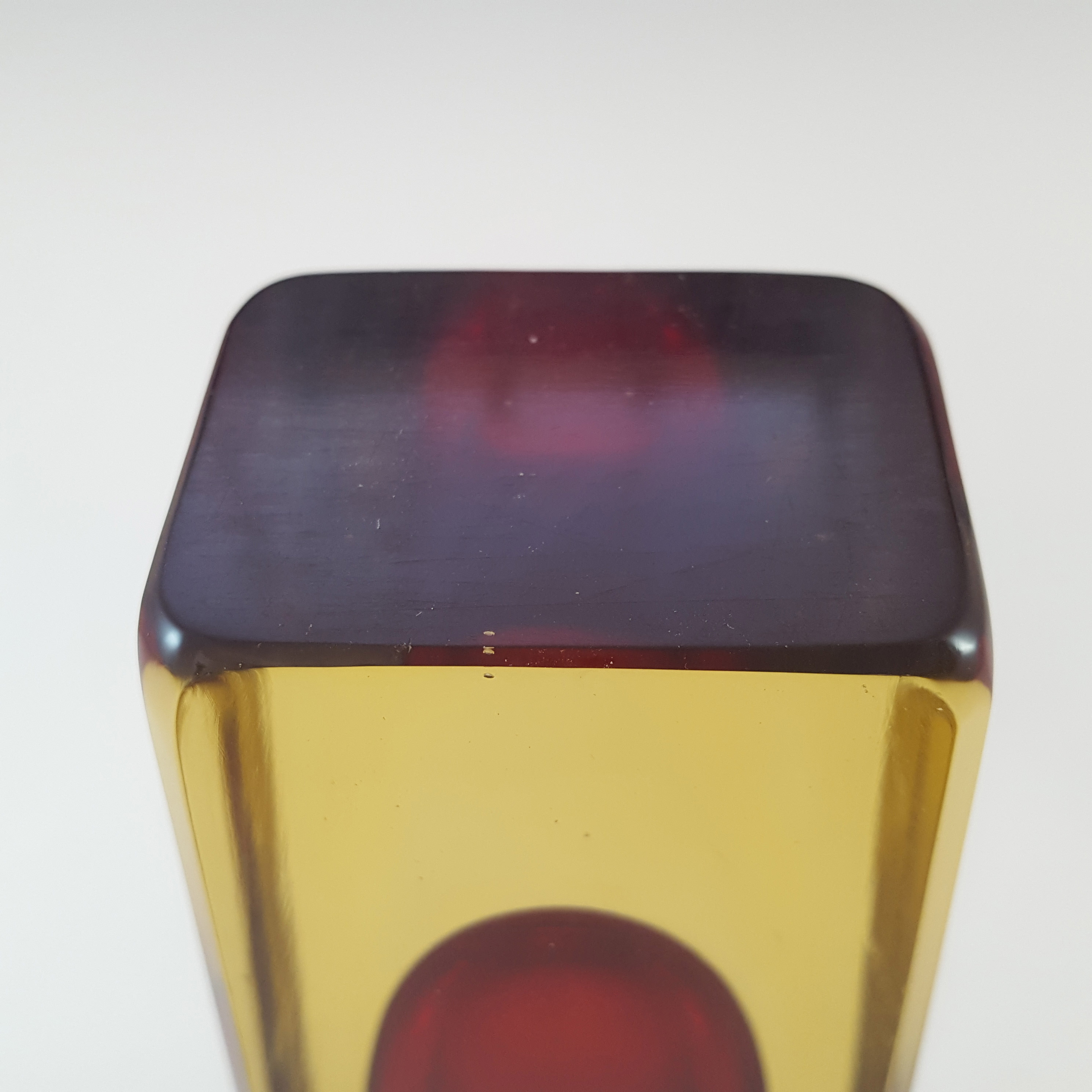 (image for) Murano Faceted Red & Amber Sommerso Glass Venetian Vase - Click Image to Close