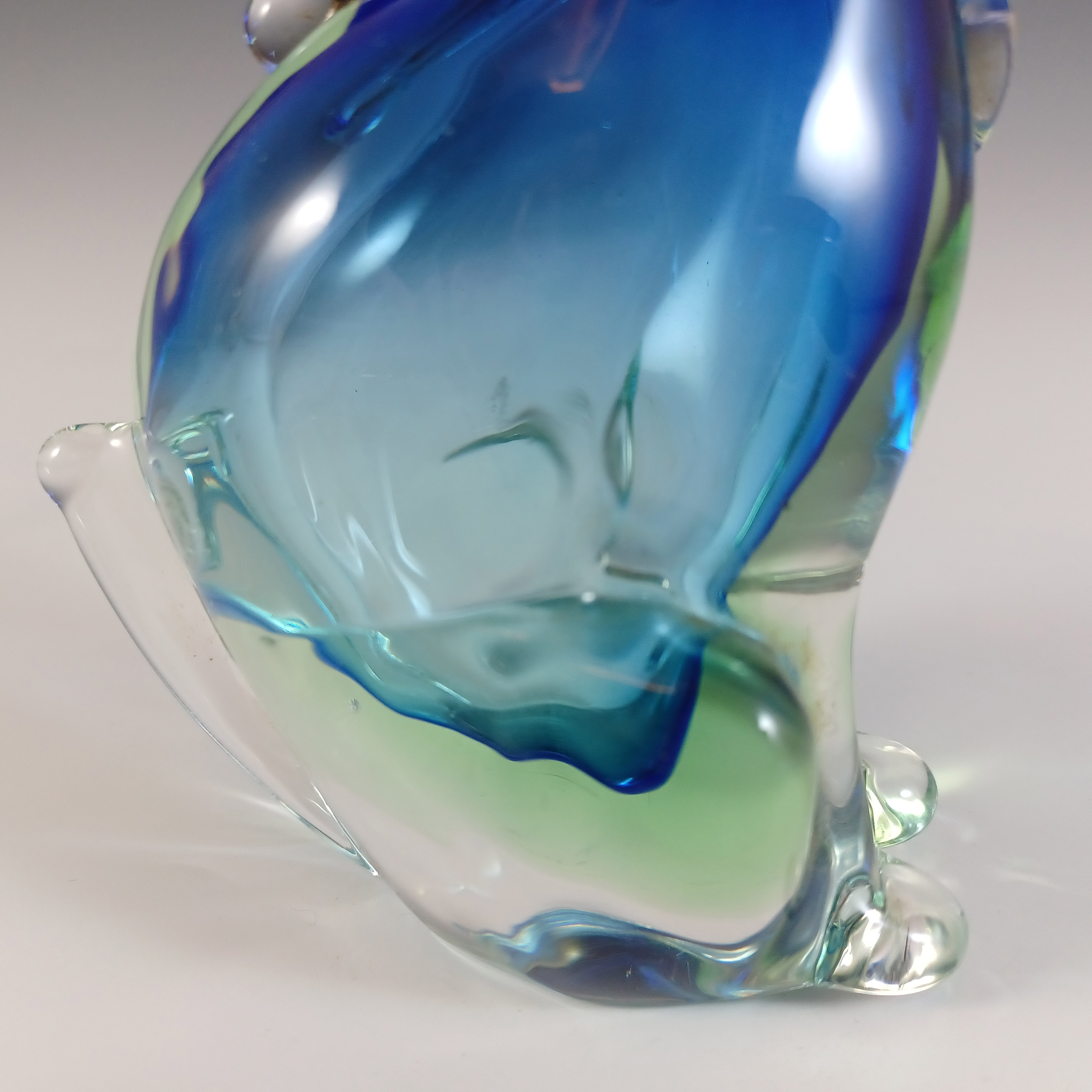 Ferro & Lazzarini Murano Blue & Green Sommerso Glass Dog Bottle - Click Image to Close