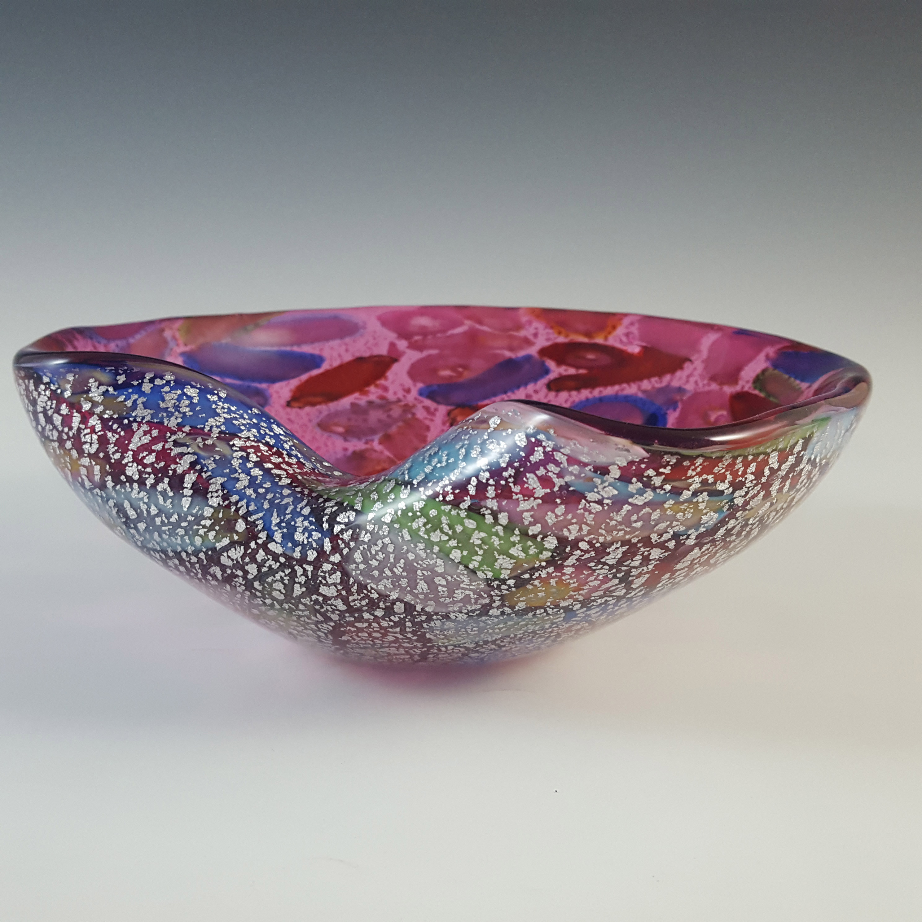 LABELLED Formia Murano Tutti Frutti Style Pink Glass Bowl - Click Image to Close