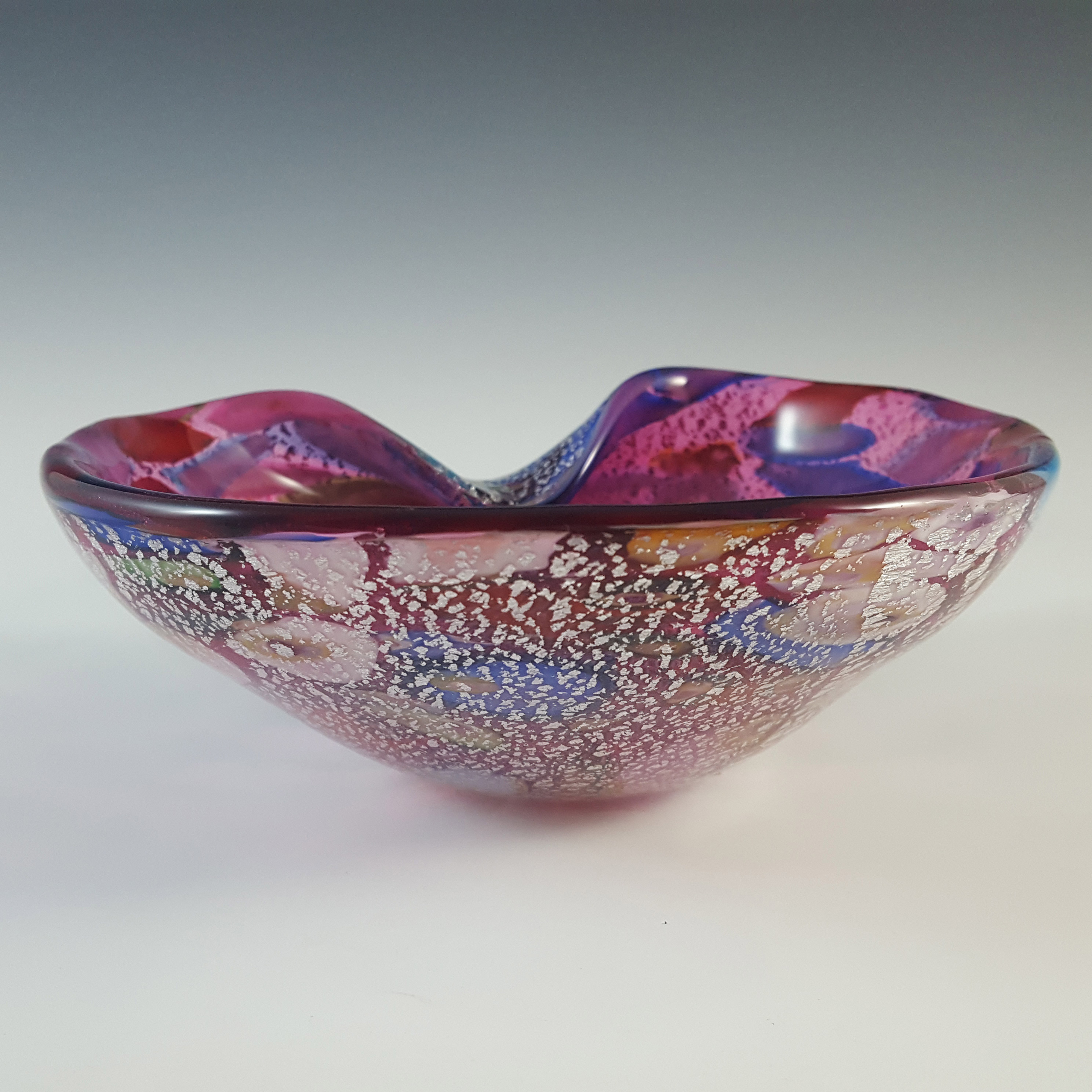 LABELLED Formia Murano Tutti Frutti Style Pink Glass Bowl - Click Image to Close
