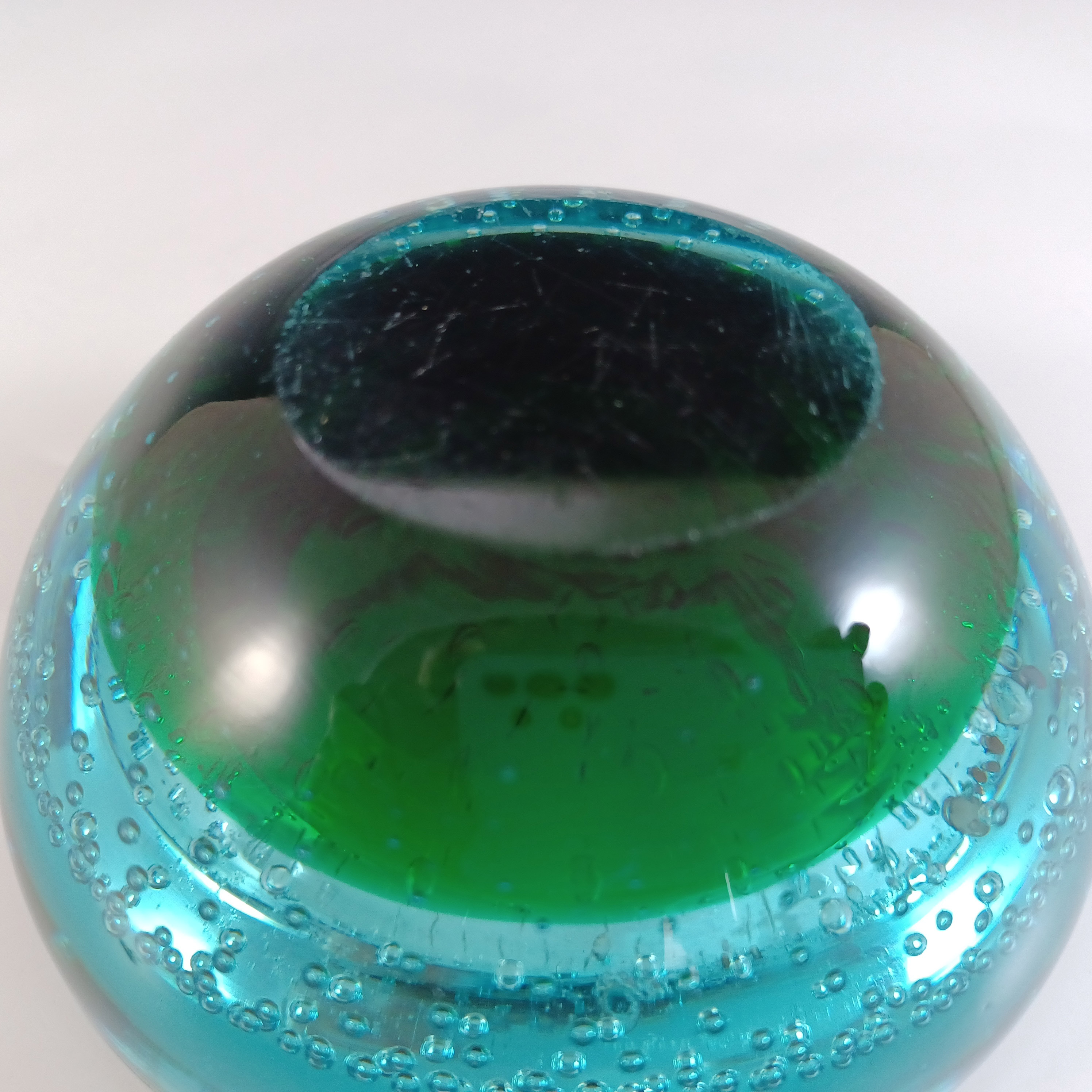 (image for) Galliano Ferro Murano Green & Blue Glass Bubble Bowl - Click Image to Close