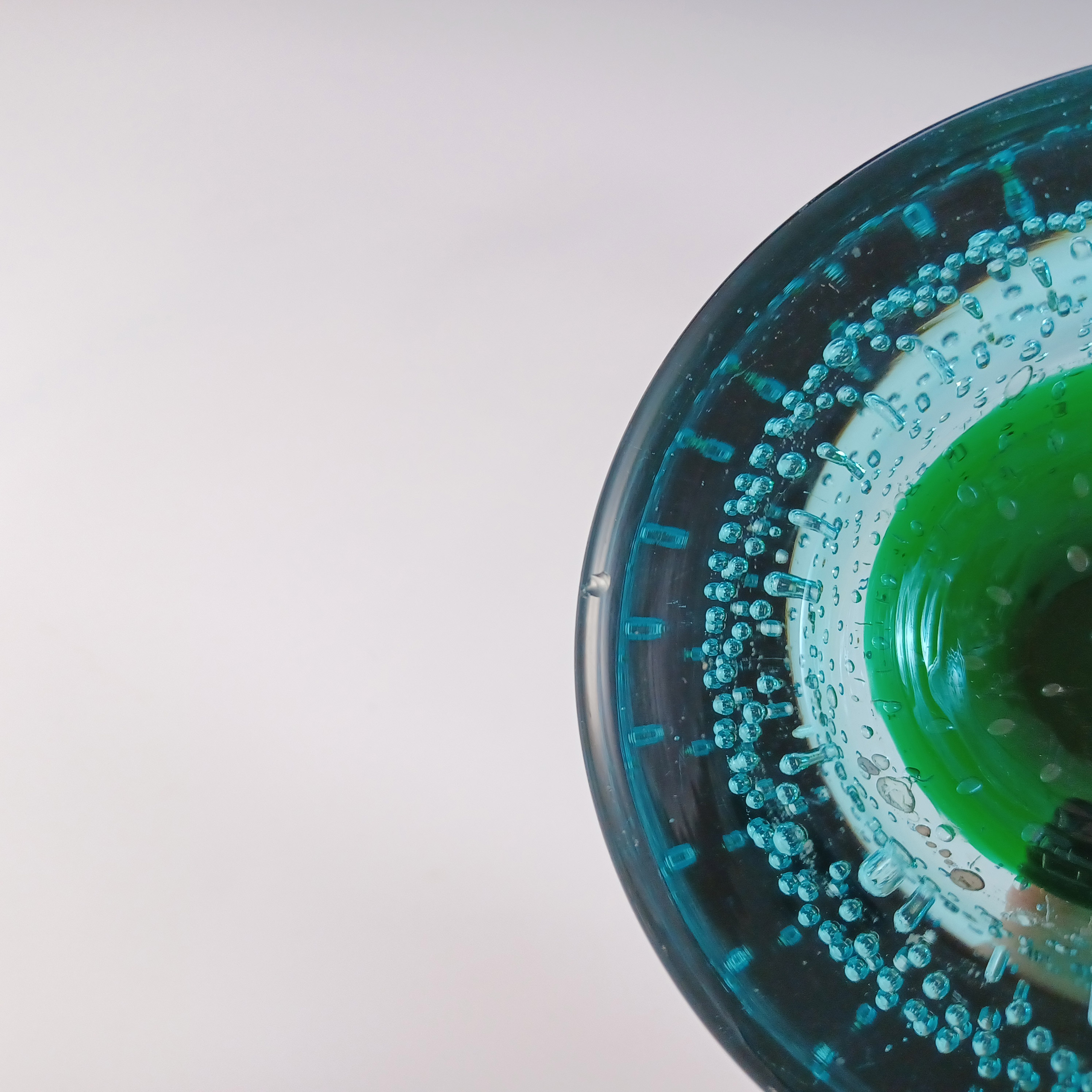 Galliano Ferro Murano Green & Blue Glass Bubble Bowl - Click Image to Close