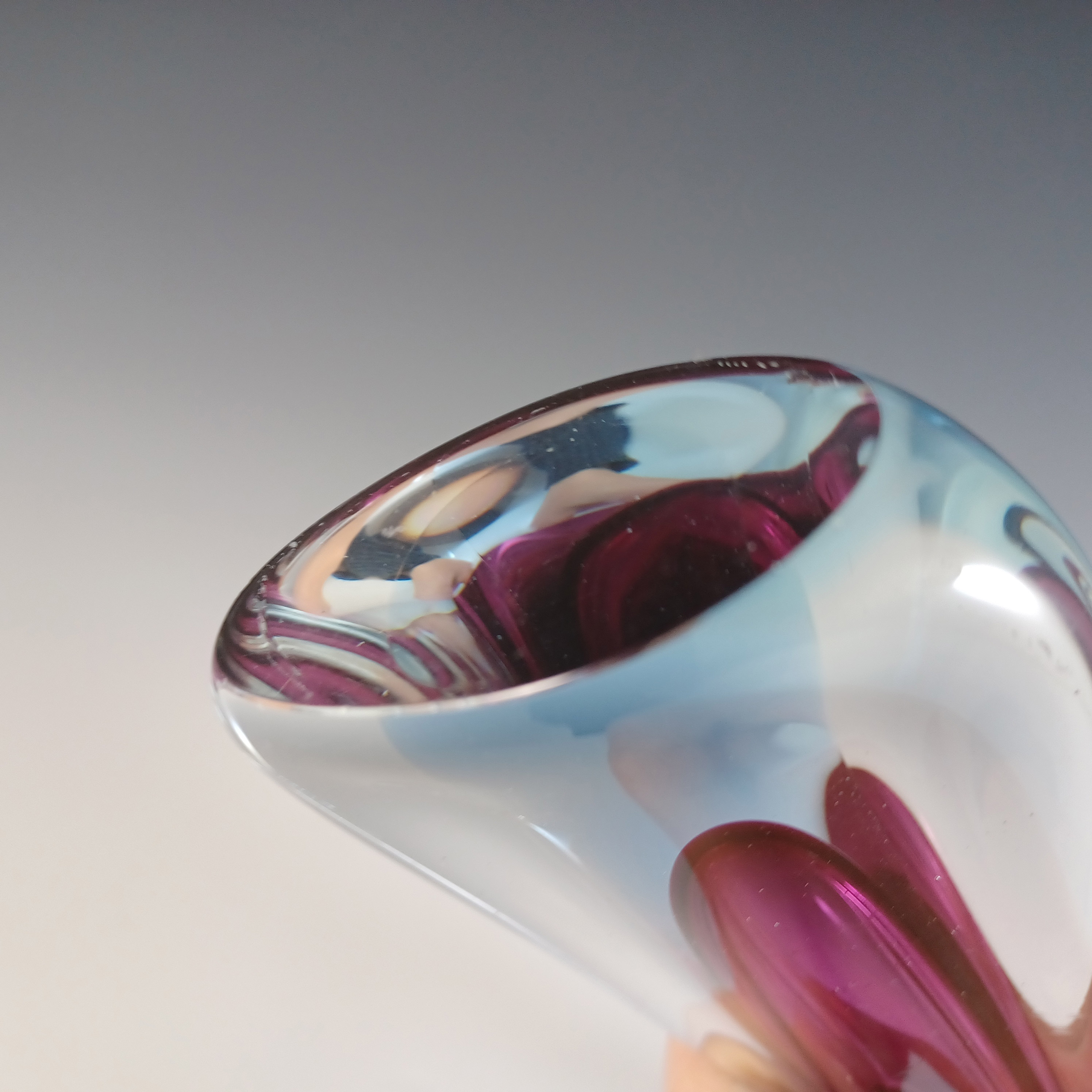 (image for) Galliano Ferro Murano Sommerso Purple & Blue Glass 12" Stem Vase - Click Image to Close