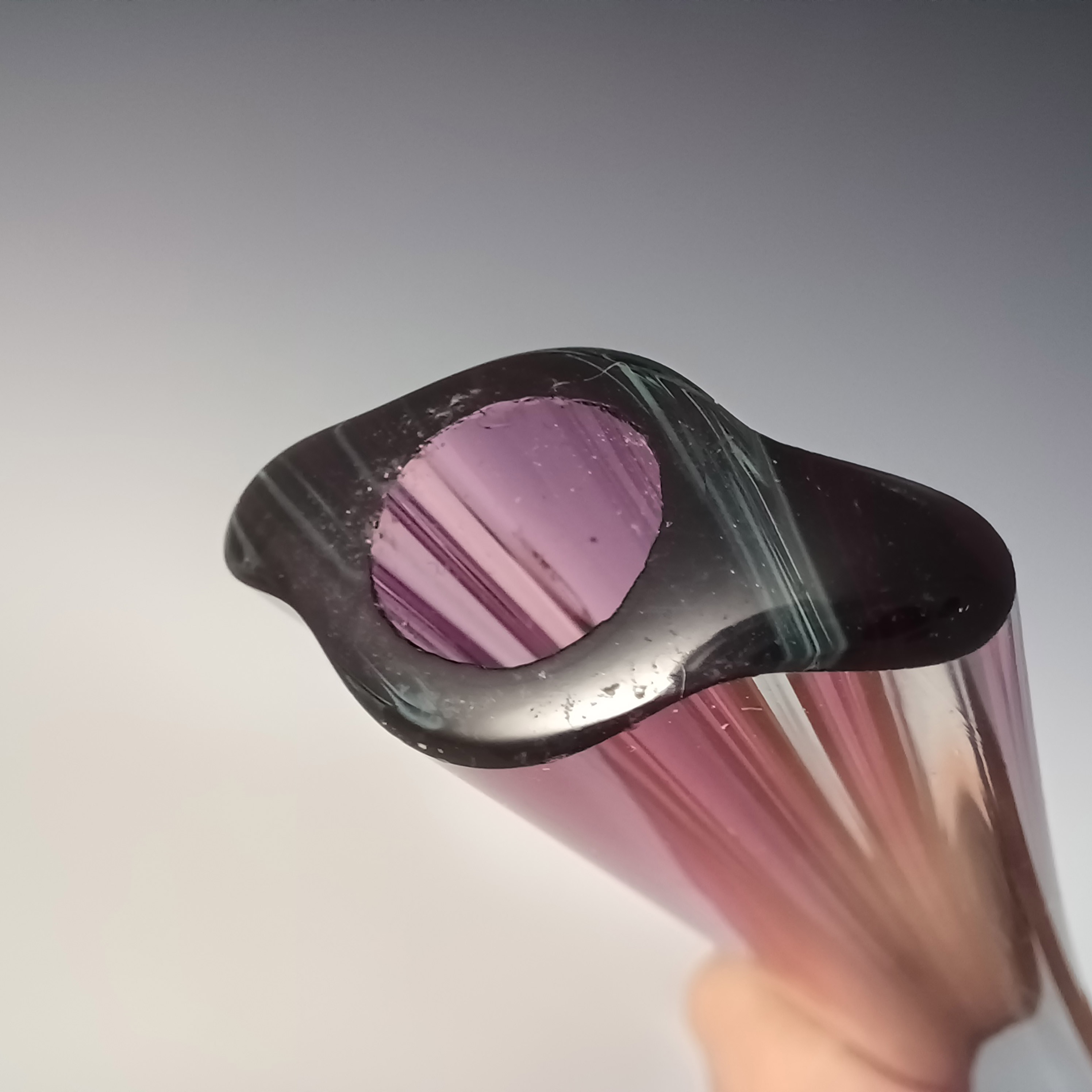 (image for) Galliano Ferro Murano Sommerso Purple & Blue Glass 12" Stem Vase - Click Image to Close