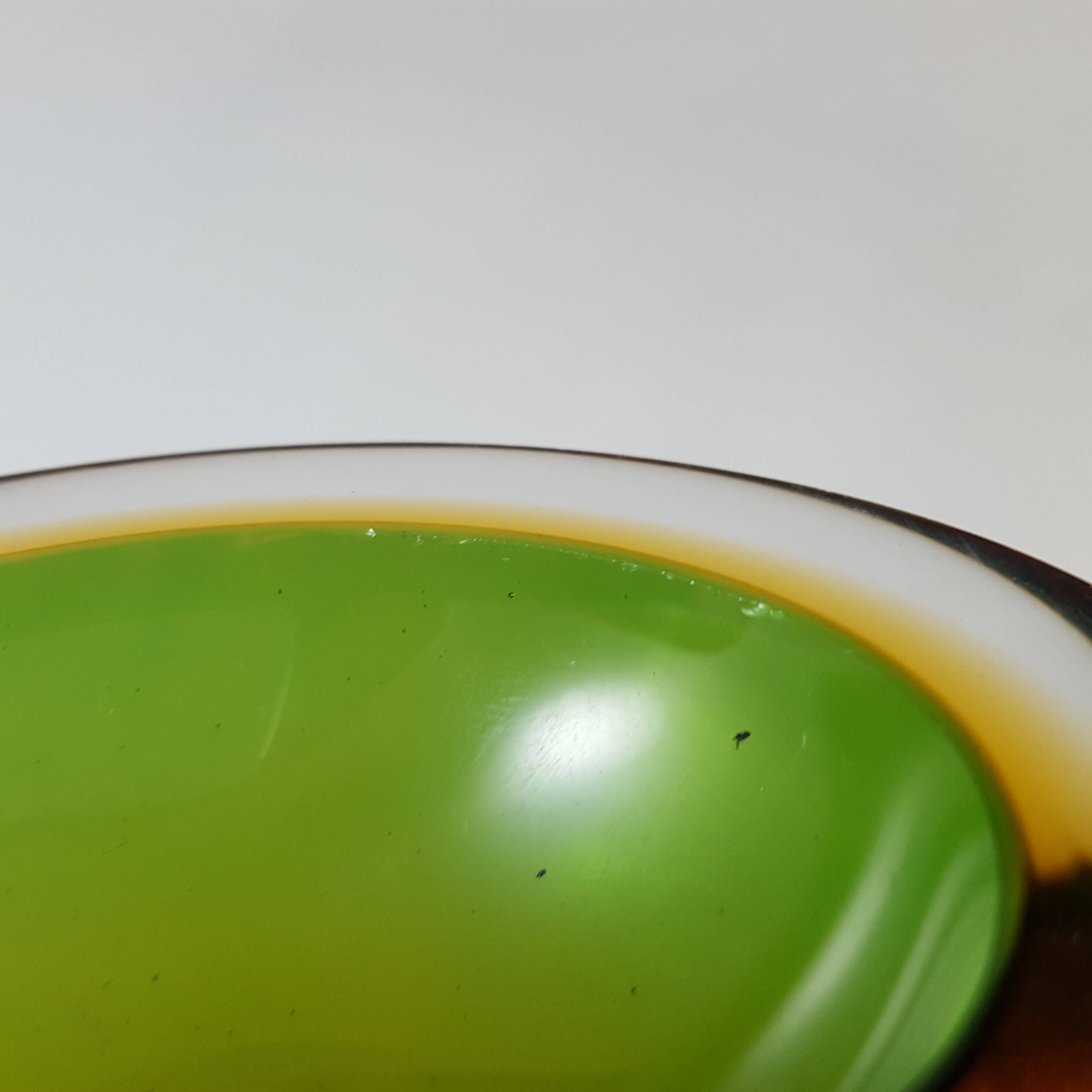 (image for) Murano Green & Amber Sommerso Glass Retro Geode Bowl - Click Image to Close