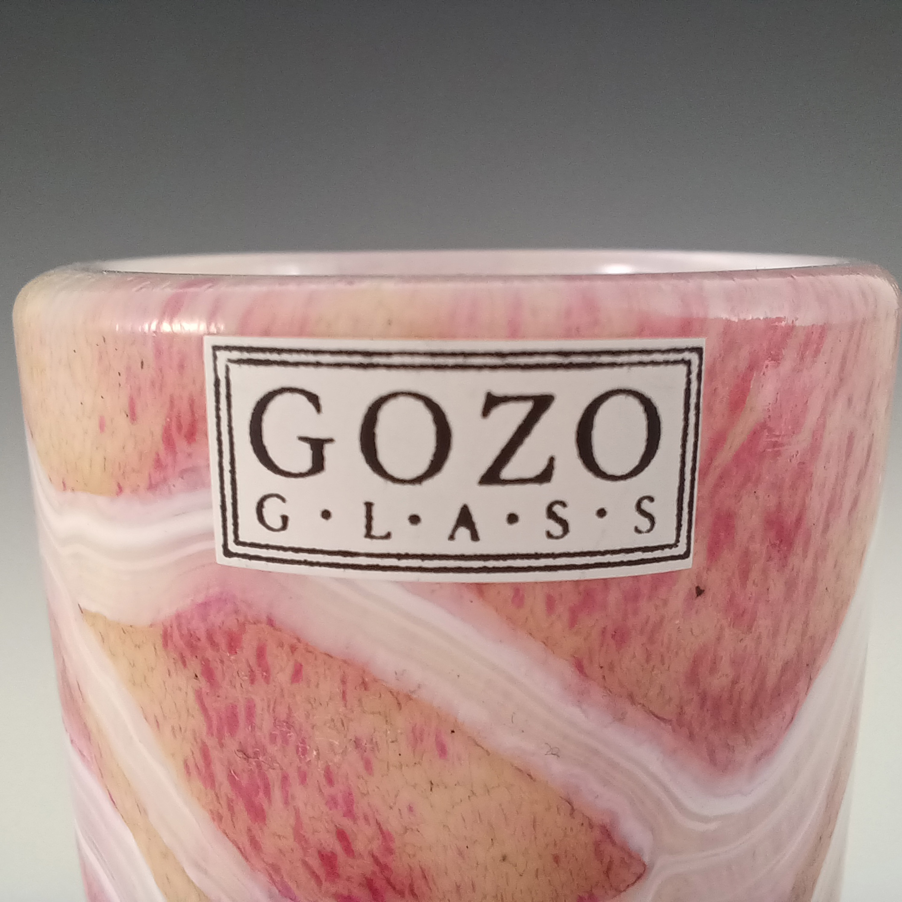 (image for) SIGNED & LABELLED Gozo Maltese Glass 'Sunshine' Vase - Click Image to Close