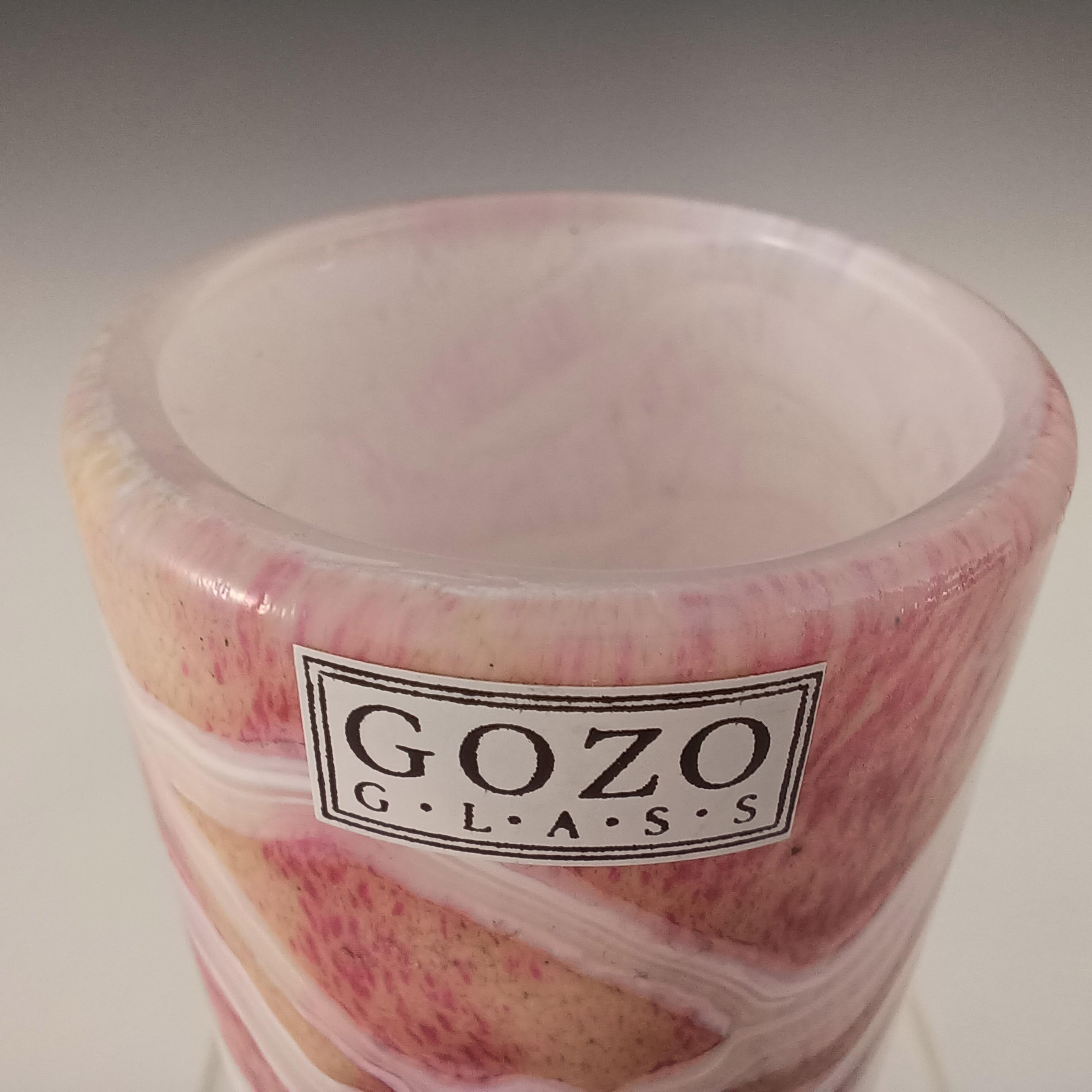 (image for) SIGNED & LABELLED Gozo Maltese Glass 'Sunshine' Vase - Click Image to Close