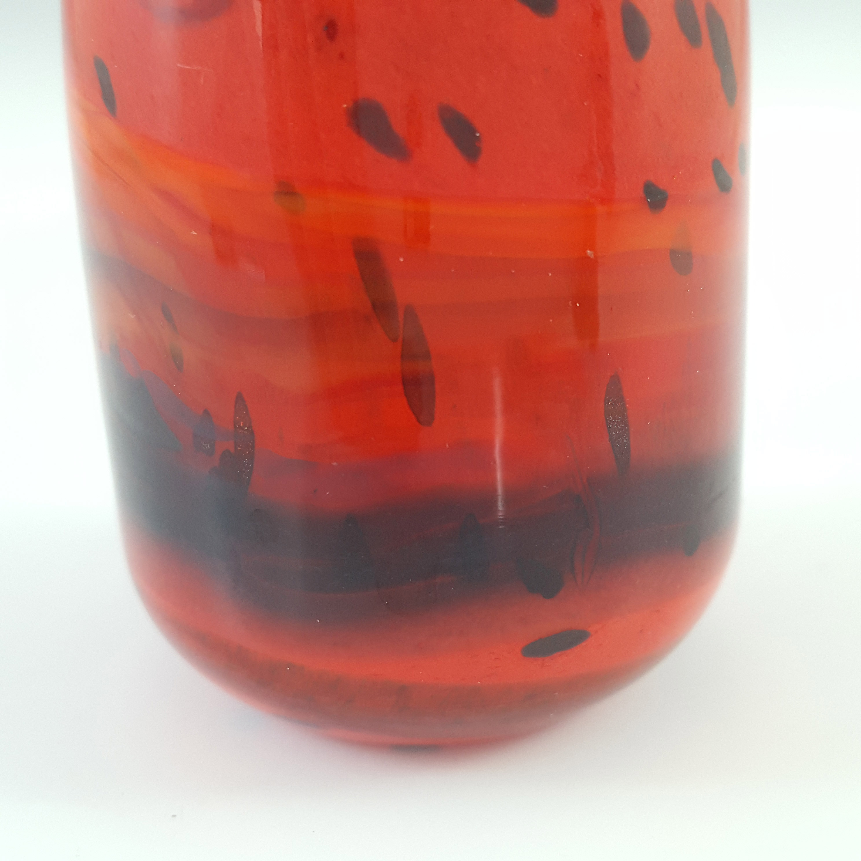 (image for) SIGNED Gozo Red & Black Vintage Maltese Glass Vase - Click Image to Close
