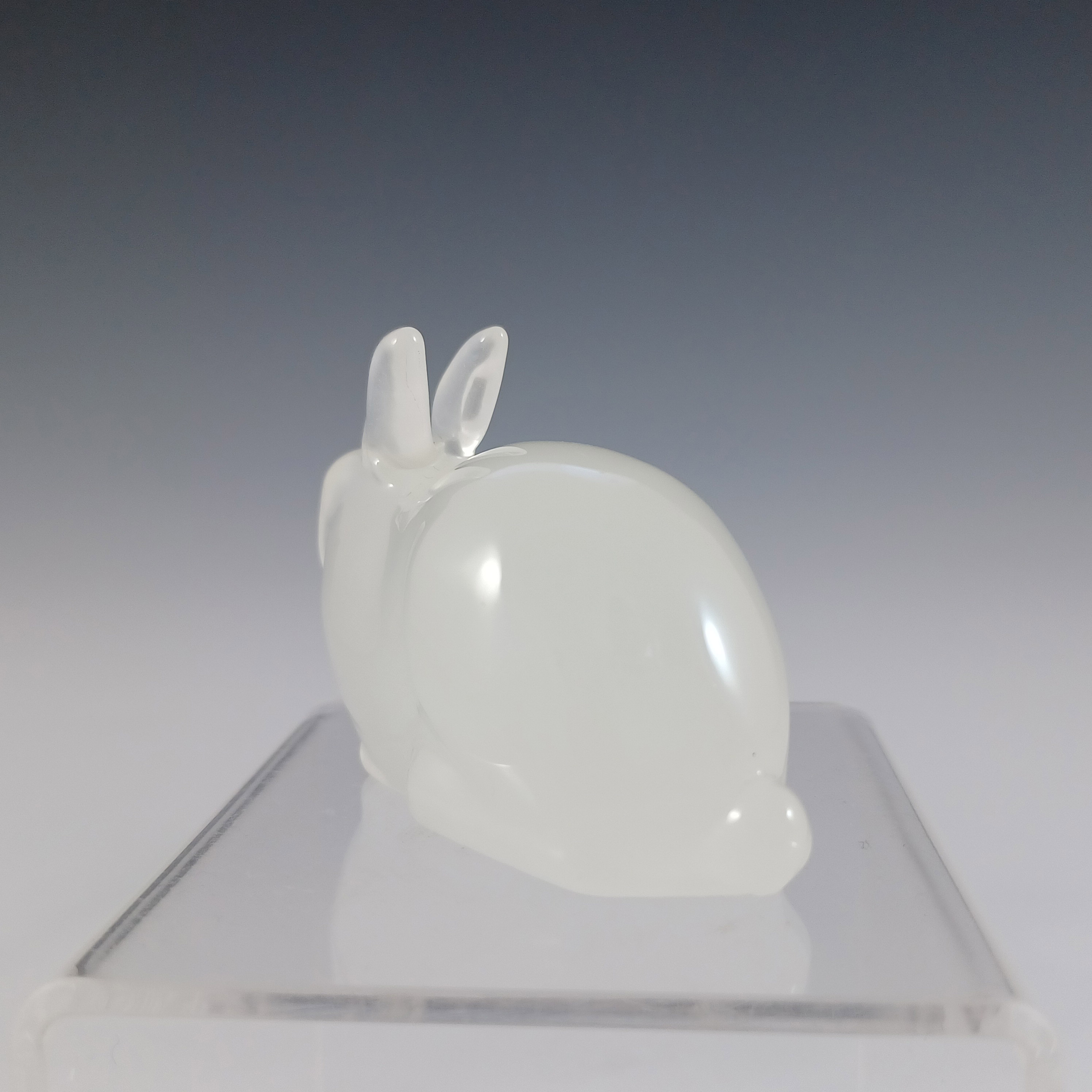 MARKED Hadeland Scandinavian Opaline Glass Rabbit Sculpture - Click Image to Close