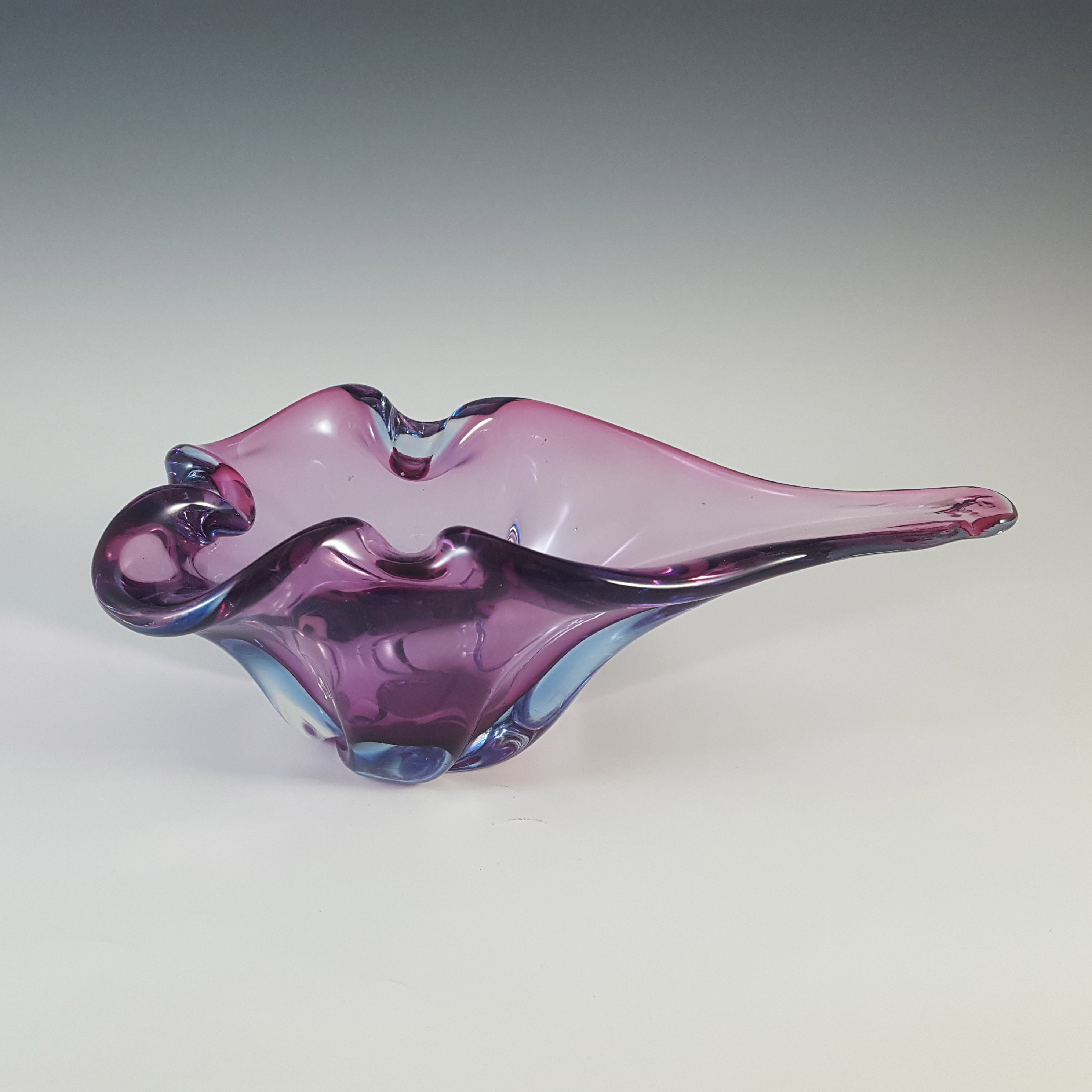 (image for) Harrachov Czech Purple & Blue Glass Sculpture Bowl #5/3576 - Click Image to Close
