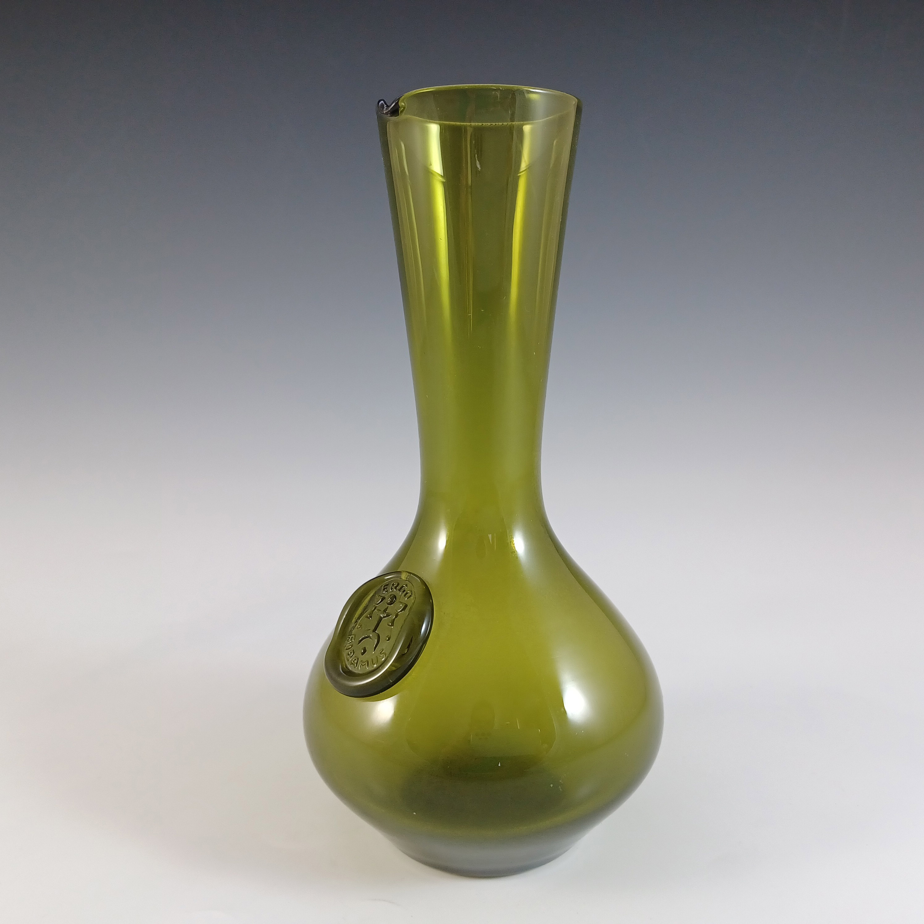 (image for) Kastrup / Holmegaard Jacob E. Bang "Antique Green" Glass Vase - Click Image to Close