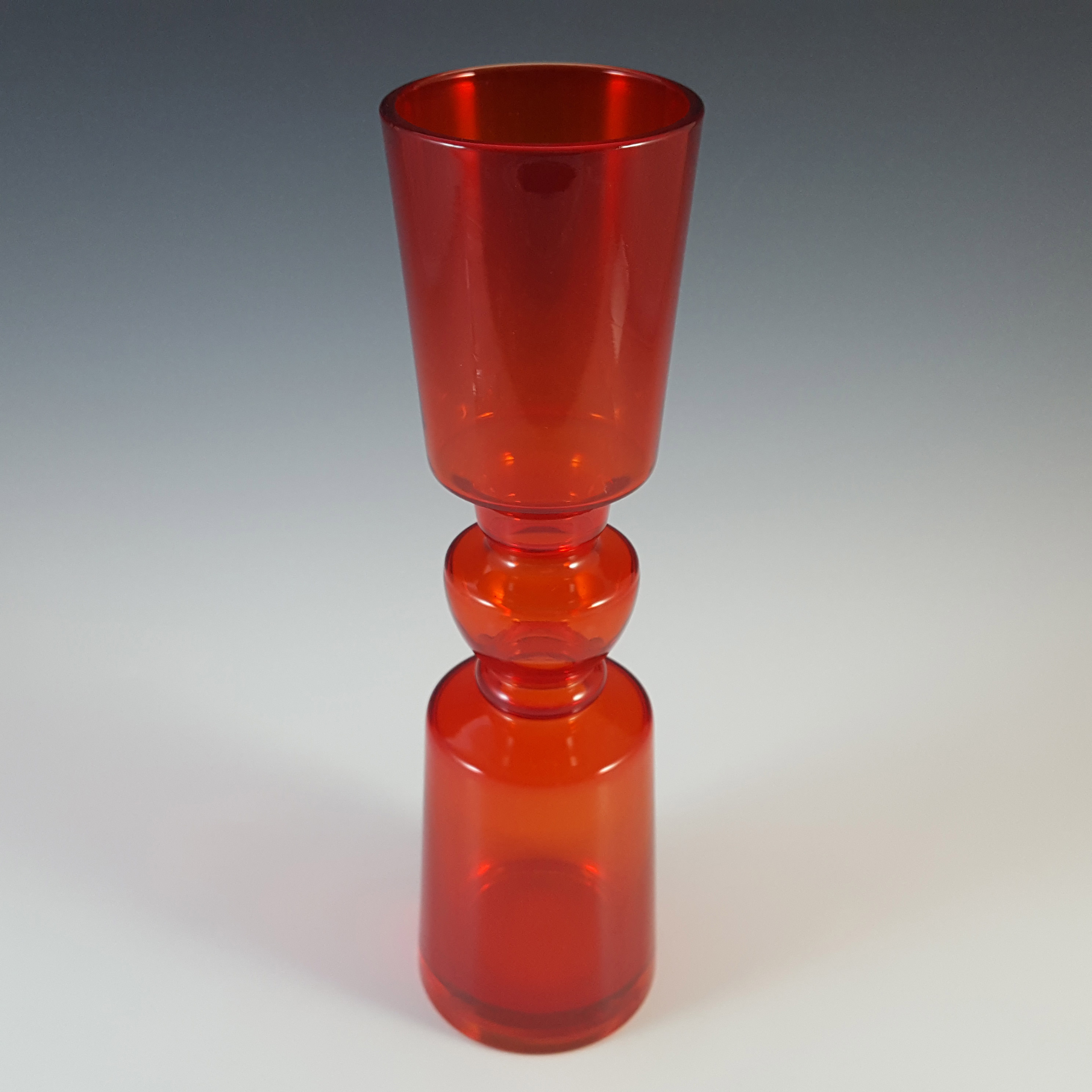 Scandinavian Style Red Cased Hooped Glass Vintage Vase - Click Image to Close