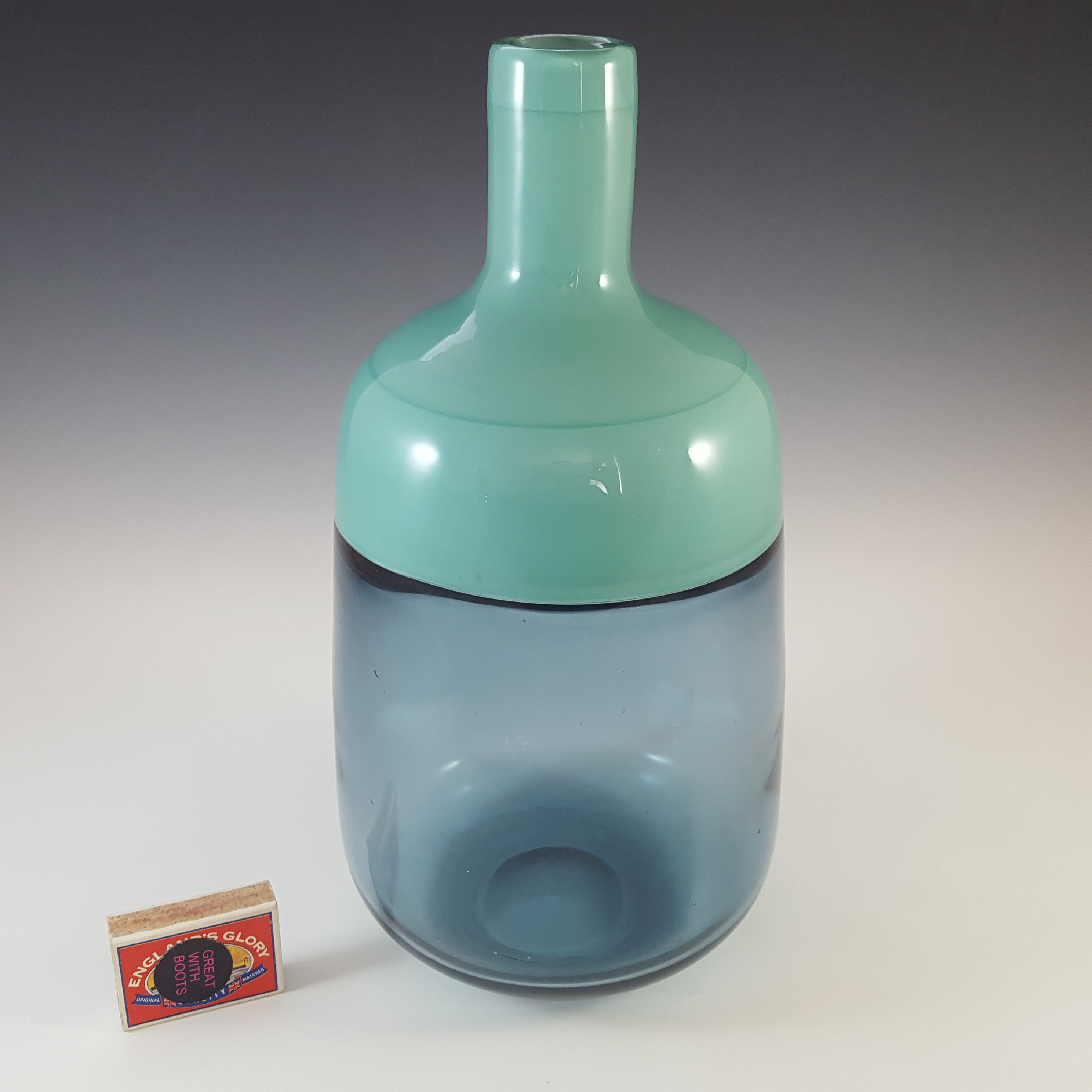 (image for) Large Incalmo Turquoise & Blue Fused Glass Bottle Vase - Click Image to Close