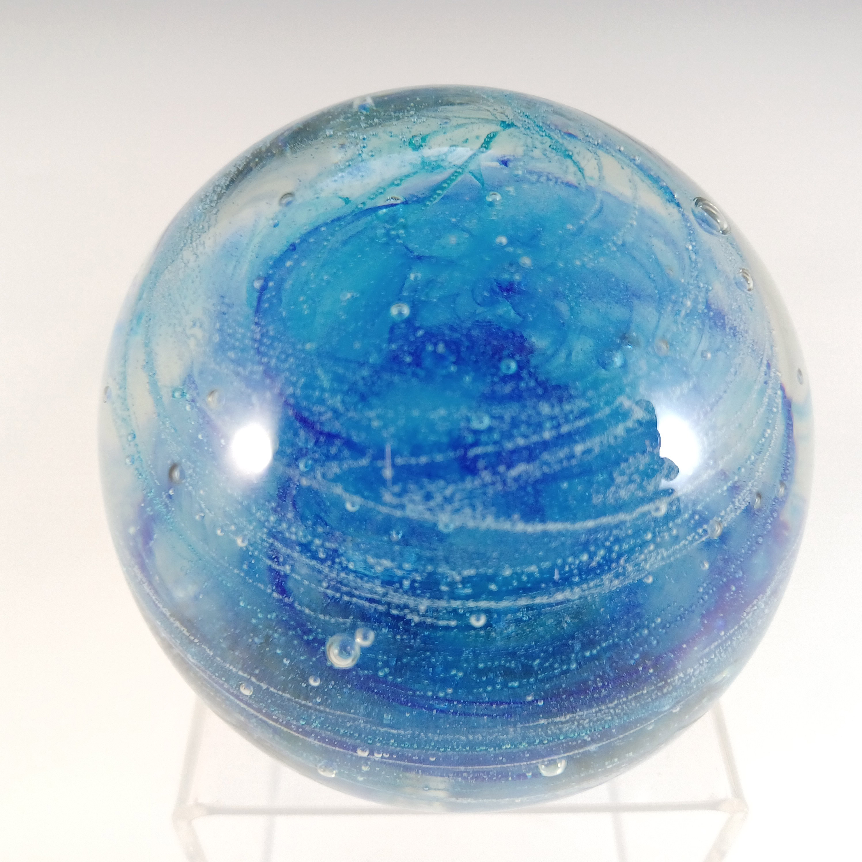 (image for) Isle of Wight Studio Vintage Blue Glass Paperweight - Marked - Click Image to Close