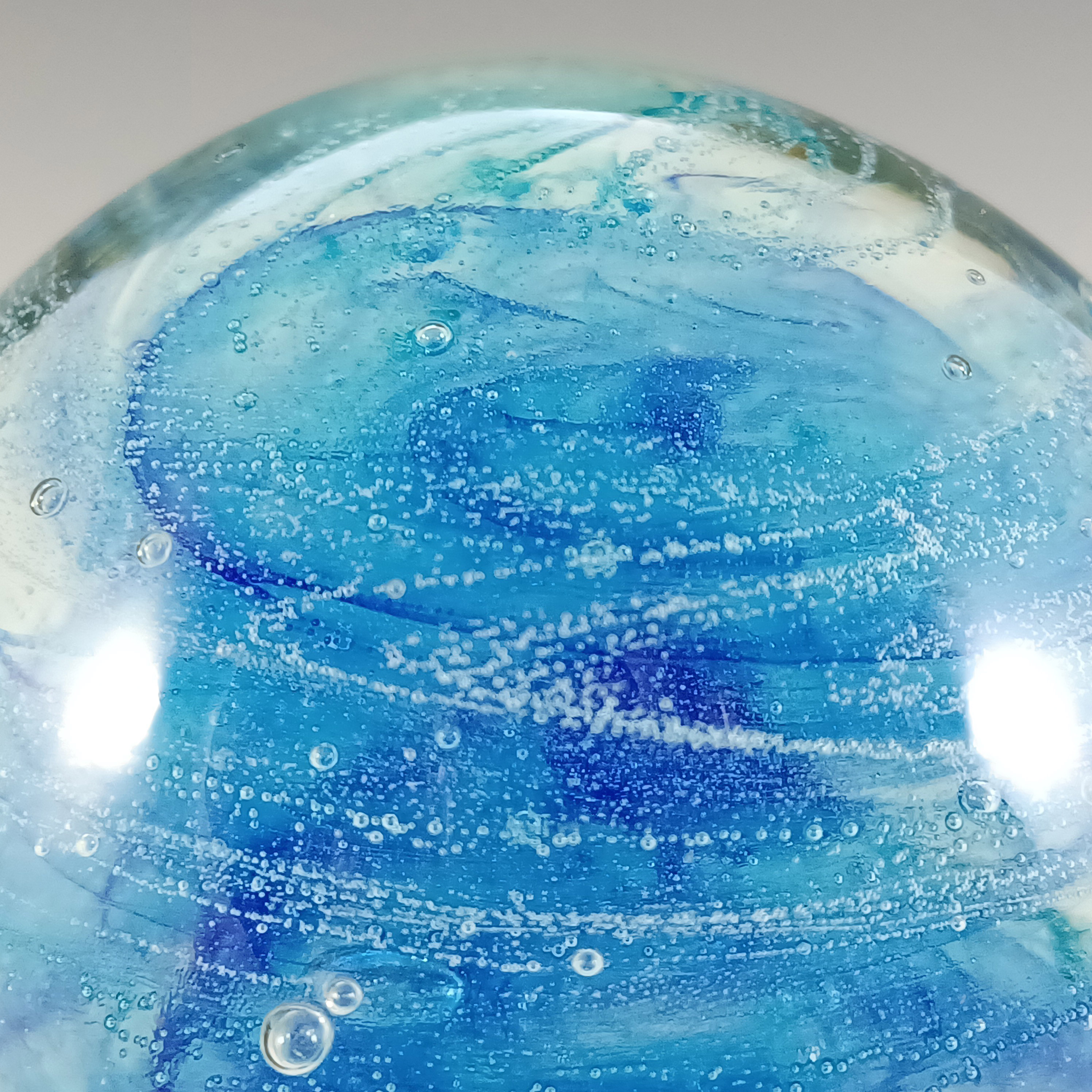 (image for) Isle of Wight Studio Vintage Blue Glass Paperweight - Marked - Click Image to Close